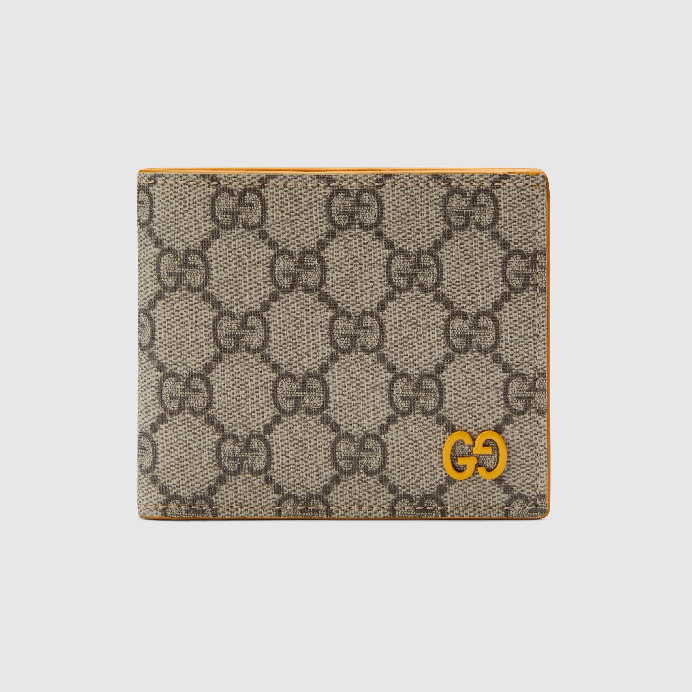 Gucci GG Monogram Womens Brown Canvas Leather Compact Long Bifold