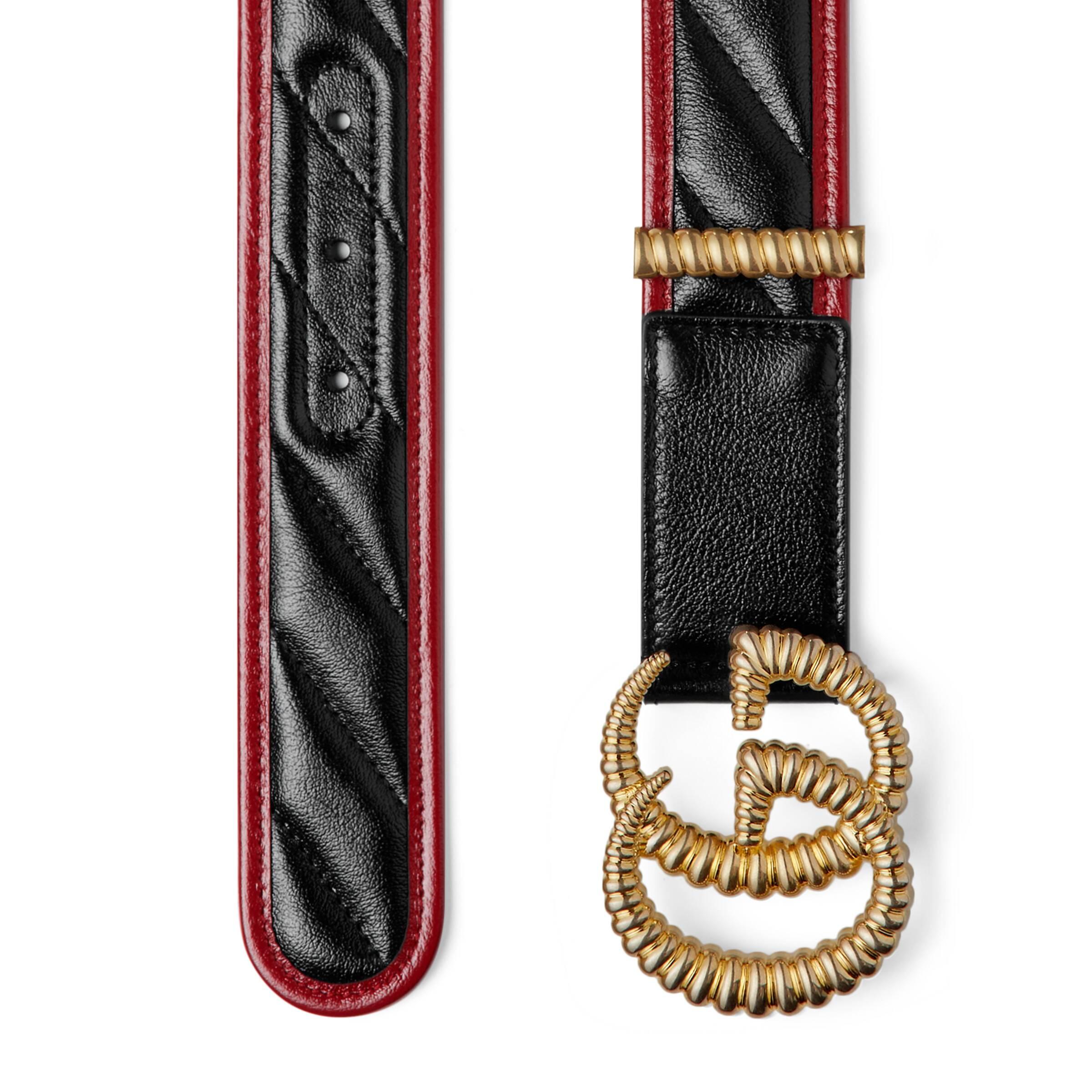 Gucci Leather Double G Buckle Belt in Black - Lyst