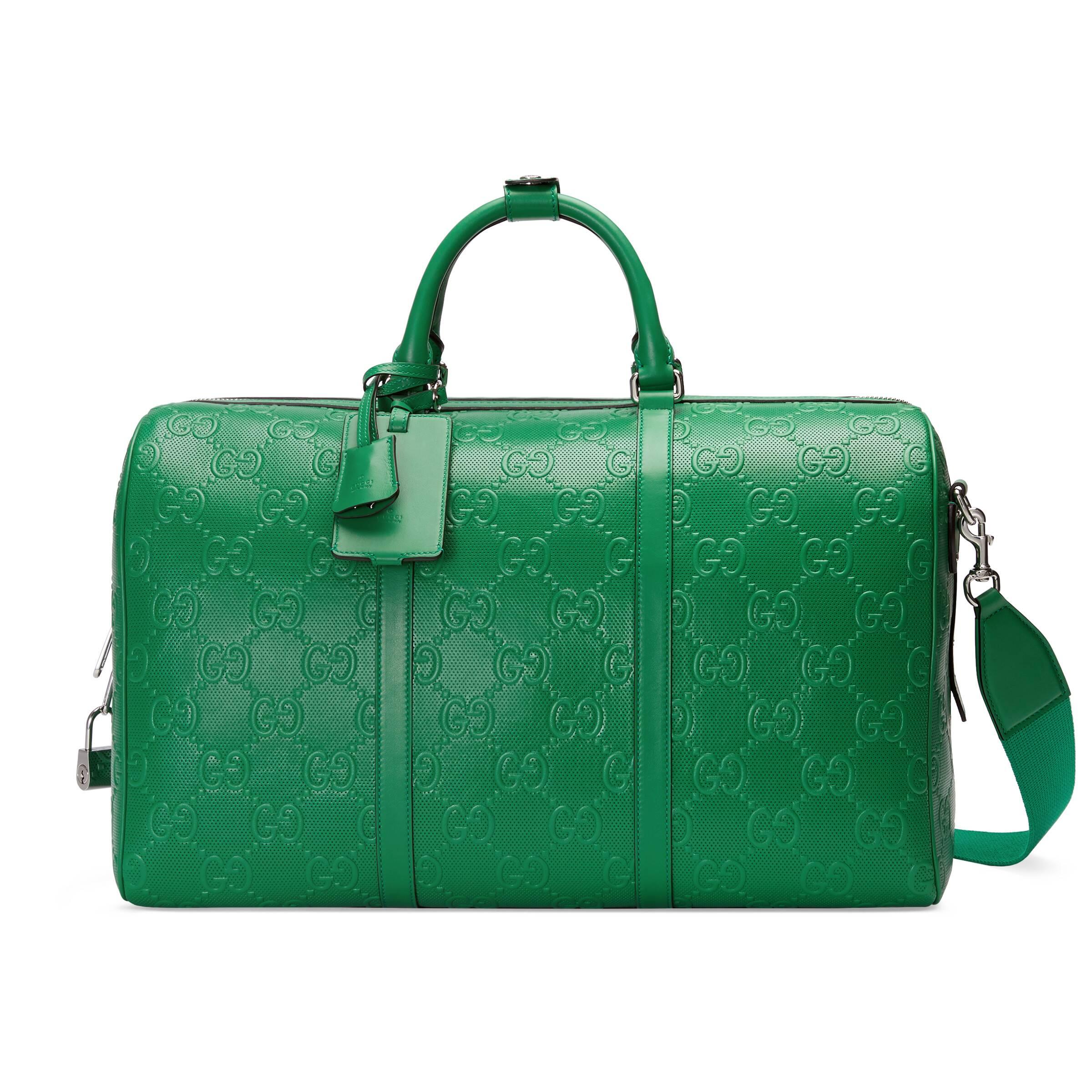 Gucci Large Duffle Bag With Web in Green for Men