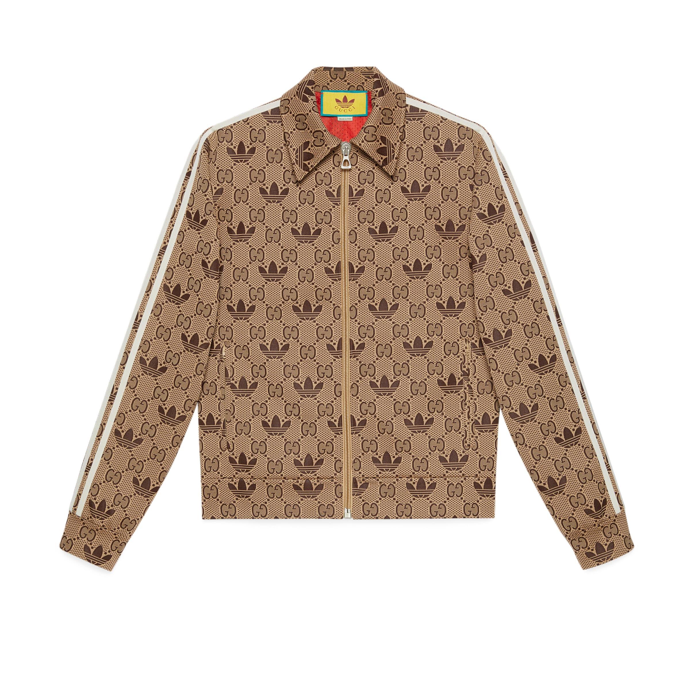 Gucci Adidas X gg Trefoil Zip Jacket in Brown for Men | Lyst