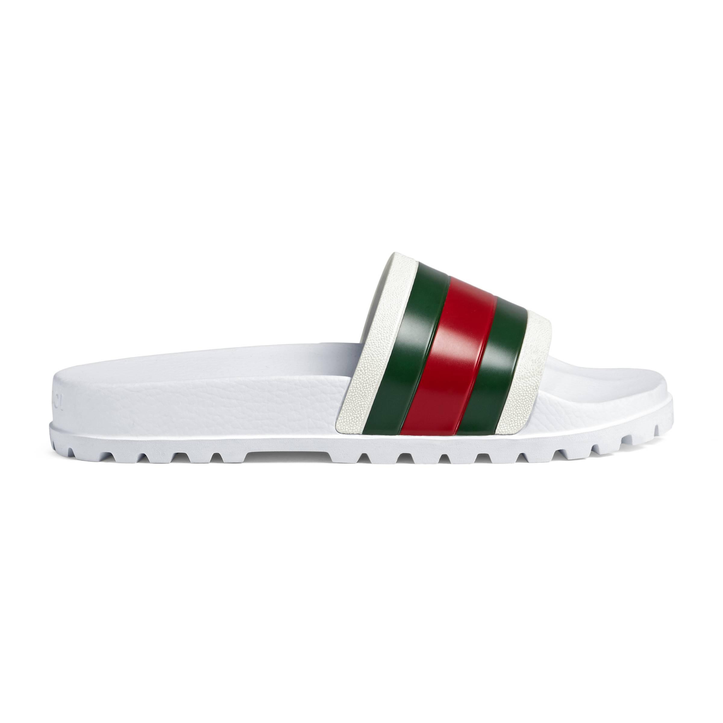 Gucci Rubber Web Detail Slides in -White (White) for Men - Save 20% - Lyst