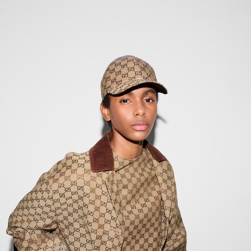 Gucci Gg Canvas Baseball Hat With Crystals in Natural | Lyst UK display picture 1