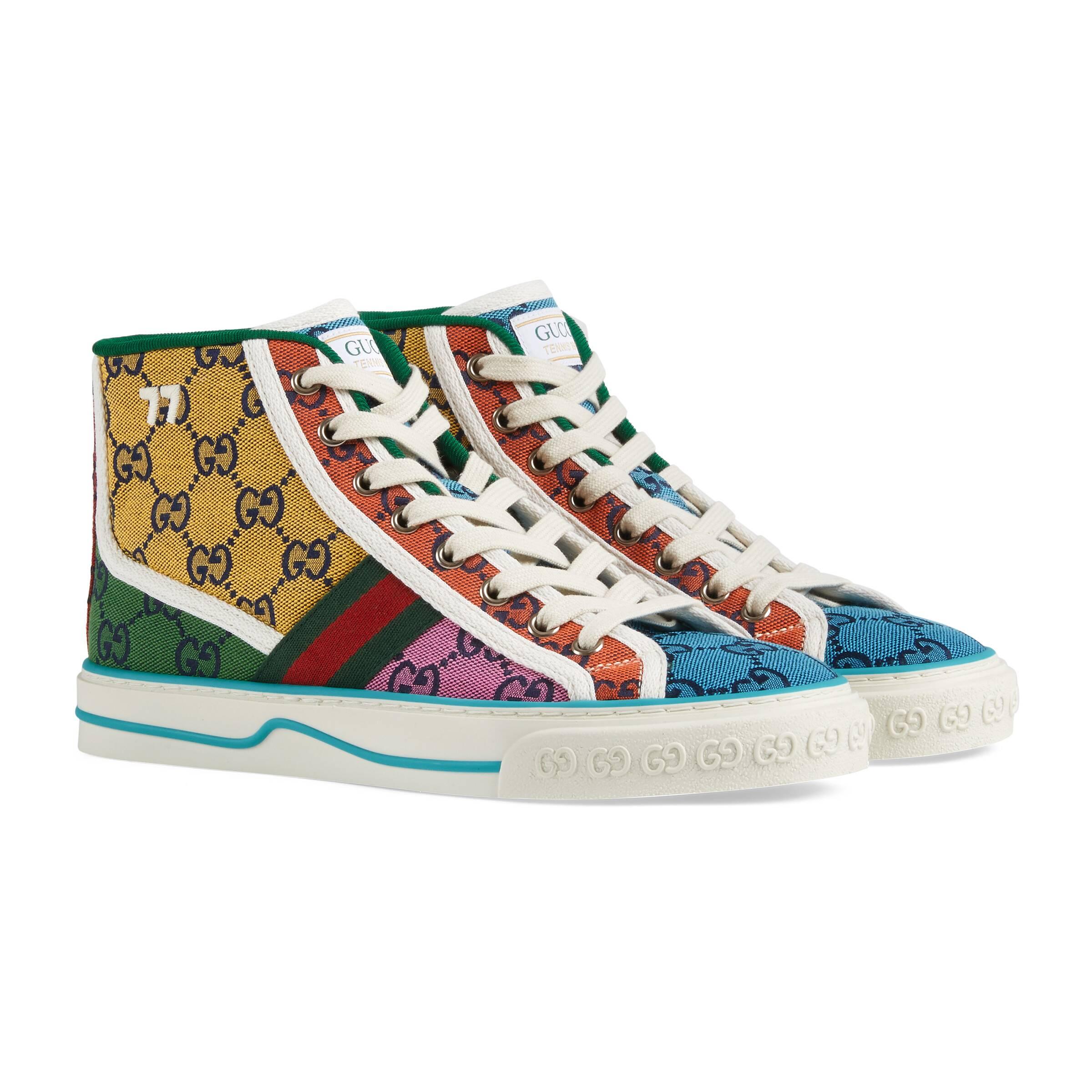 Gucci Tennis 1977 GG Multicolor High-top Sneakers in Yellow | Lyst