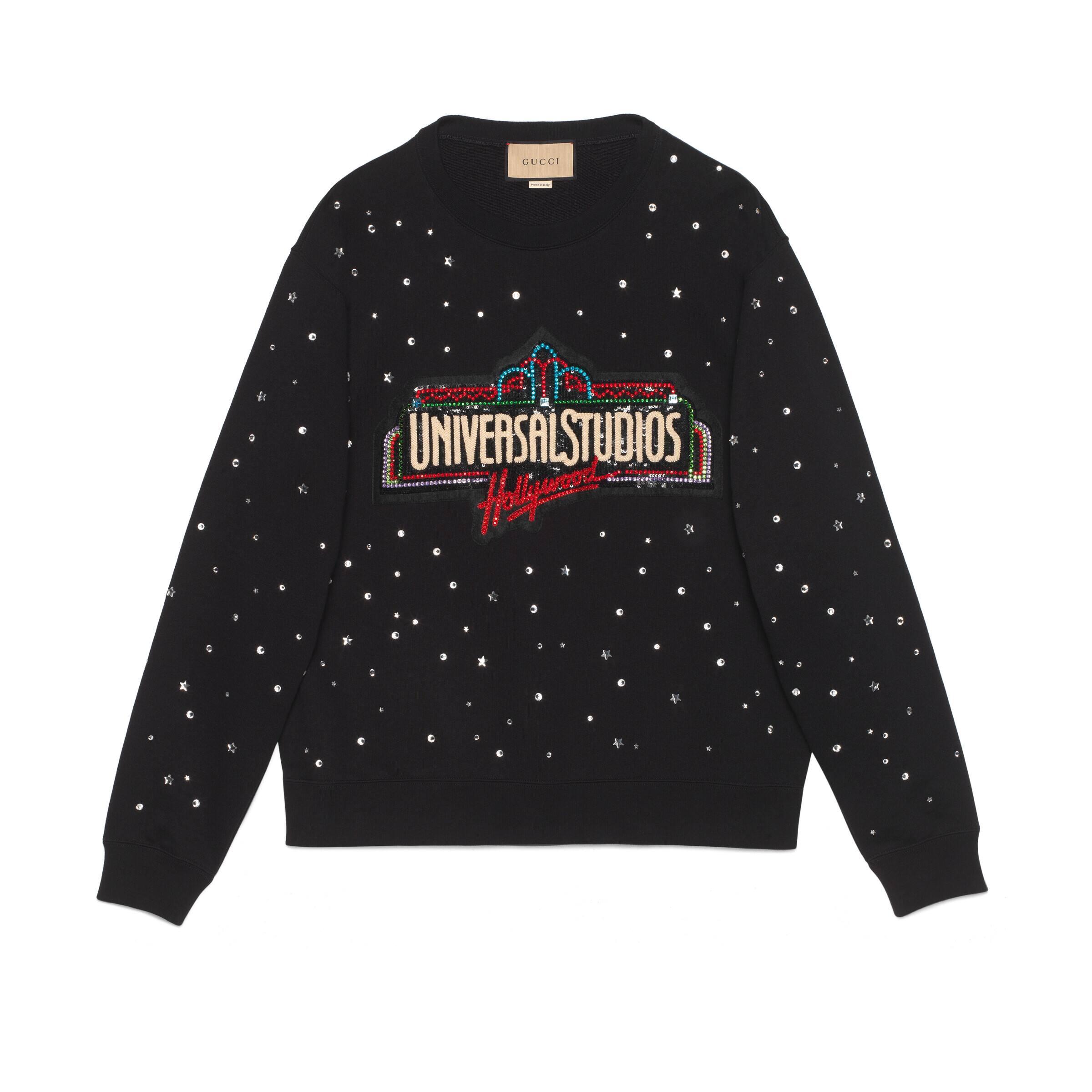 een Traditioneel Verlating Gucci 'universal Studios Hollywood' Crystal Cotton Sweatshirt in Black for  Men | Lyst