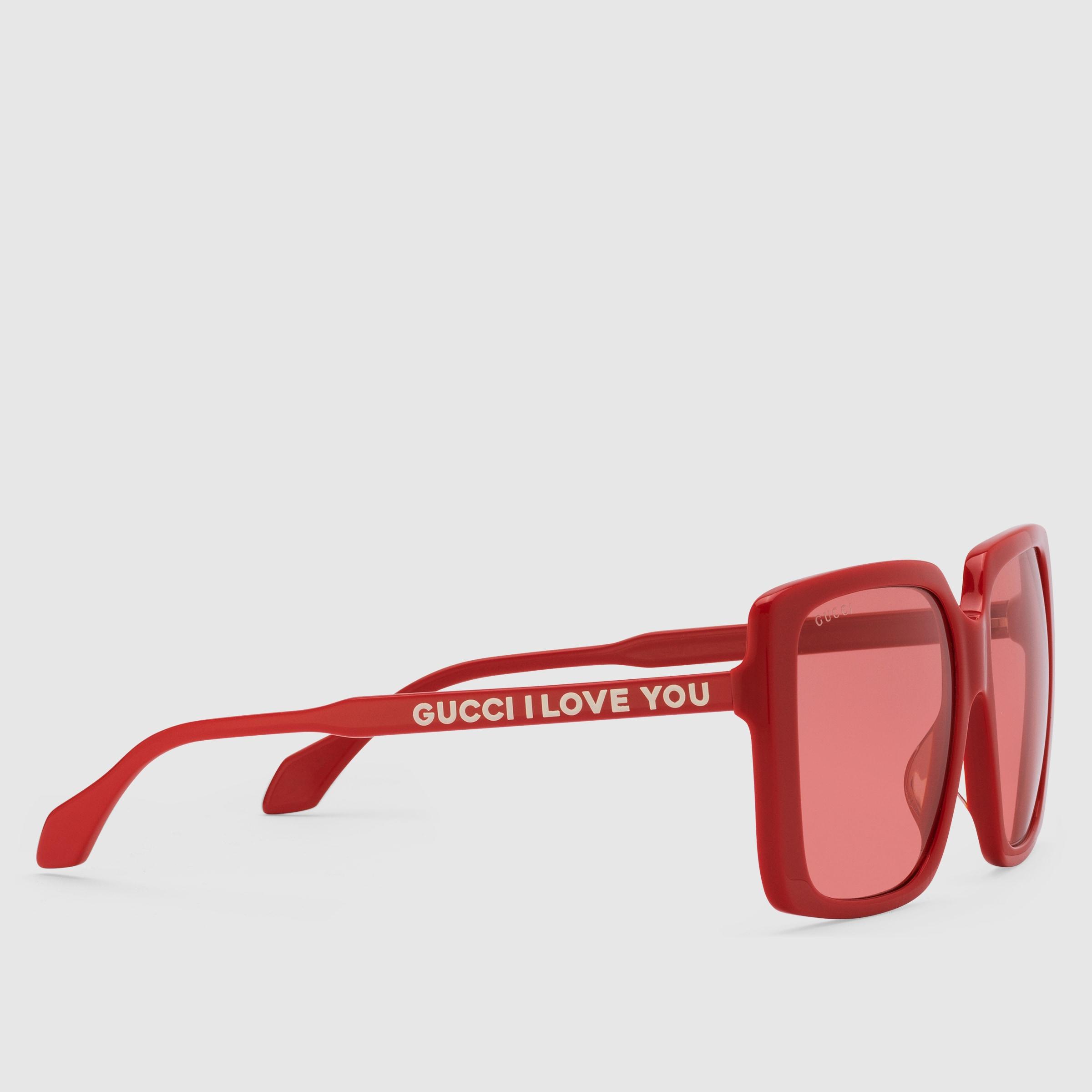 Gucci Low Nose Bridge Fit Square Sunglasses in Red | Lyst