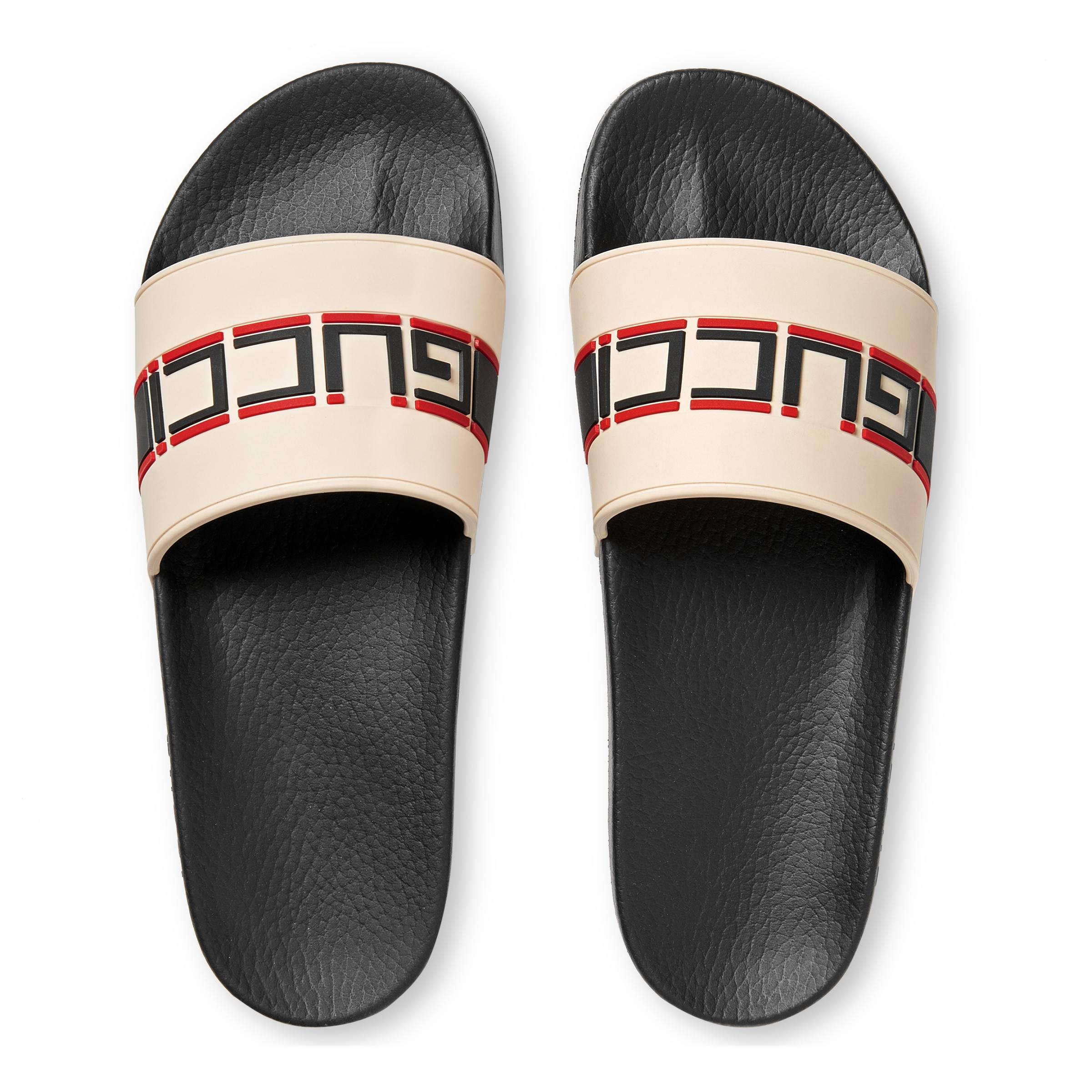 Gucci striped sale rubber slides