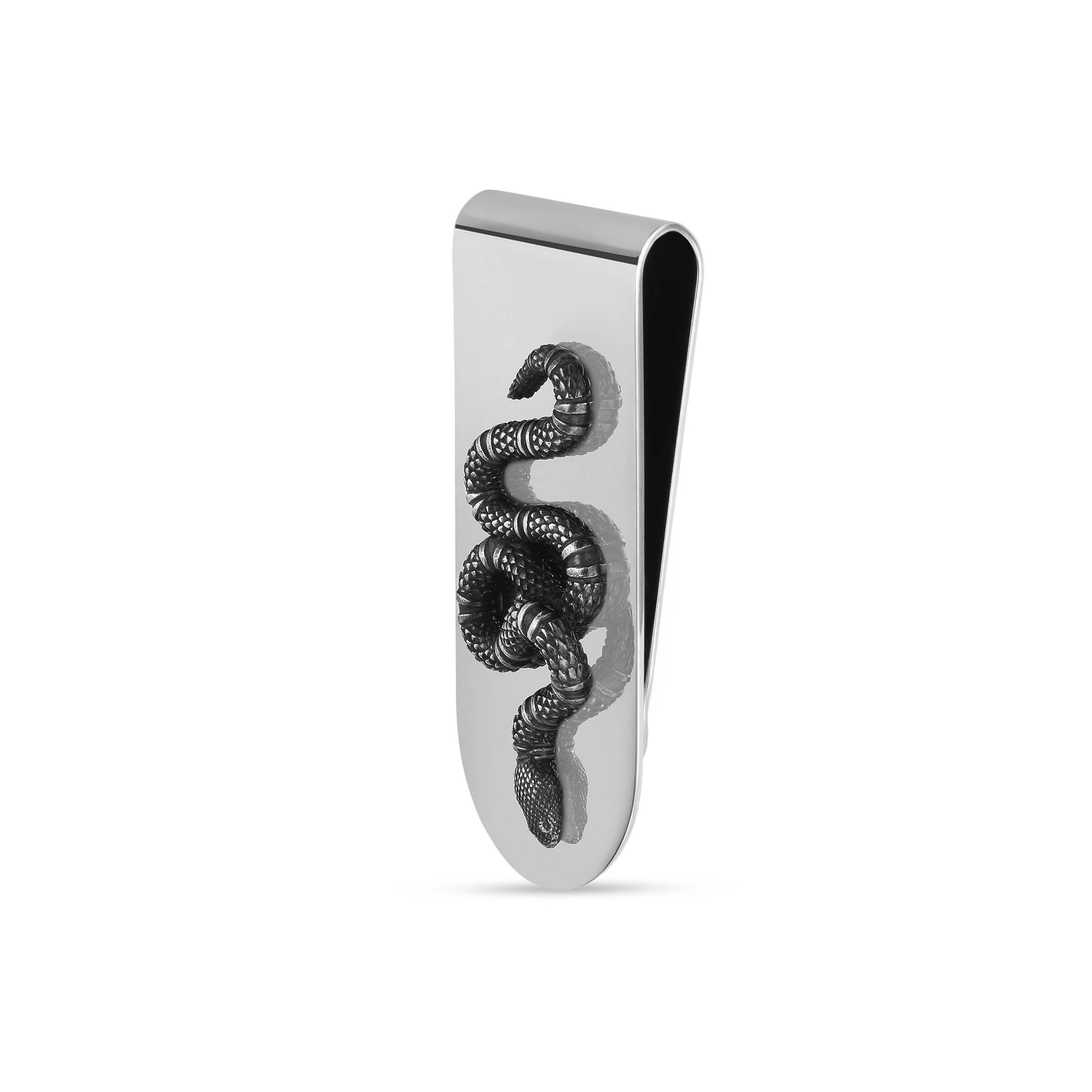 Gucci Snake-engraved Silver Money Clip 