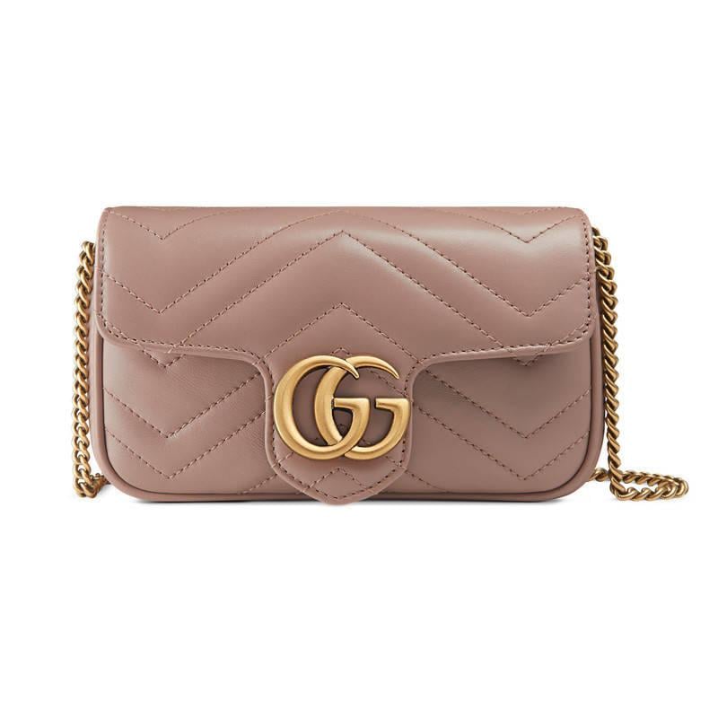 Gucci Gg Marmont Matelassé Leather Super Mini Bag in Natural | Lyst