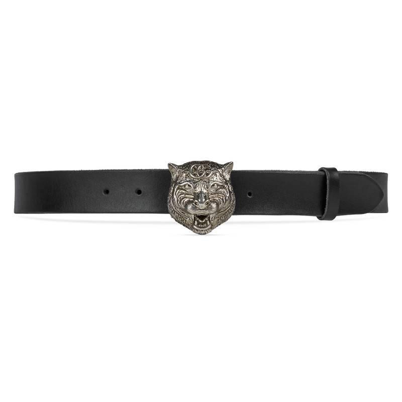 Gucci Leather Belt With Feline Head in Black for Men | Lyst