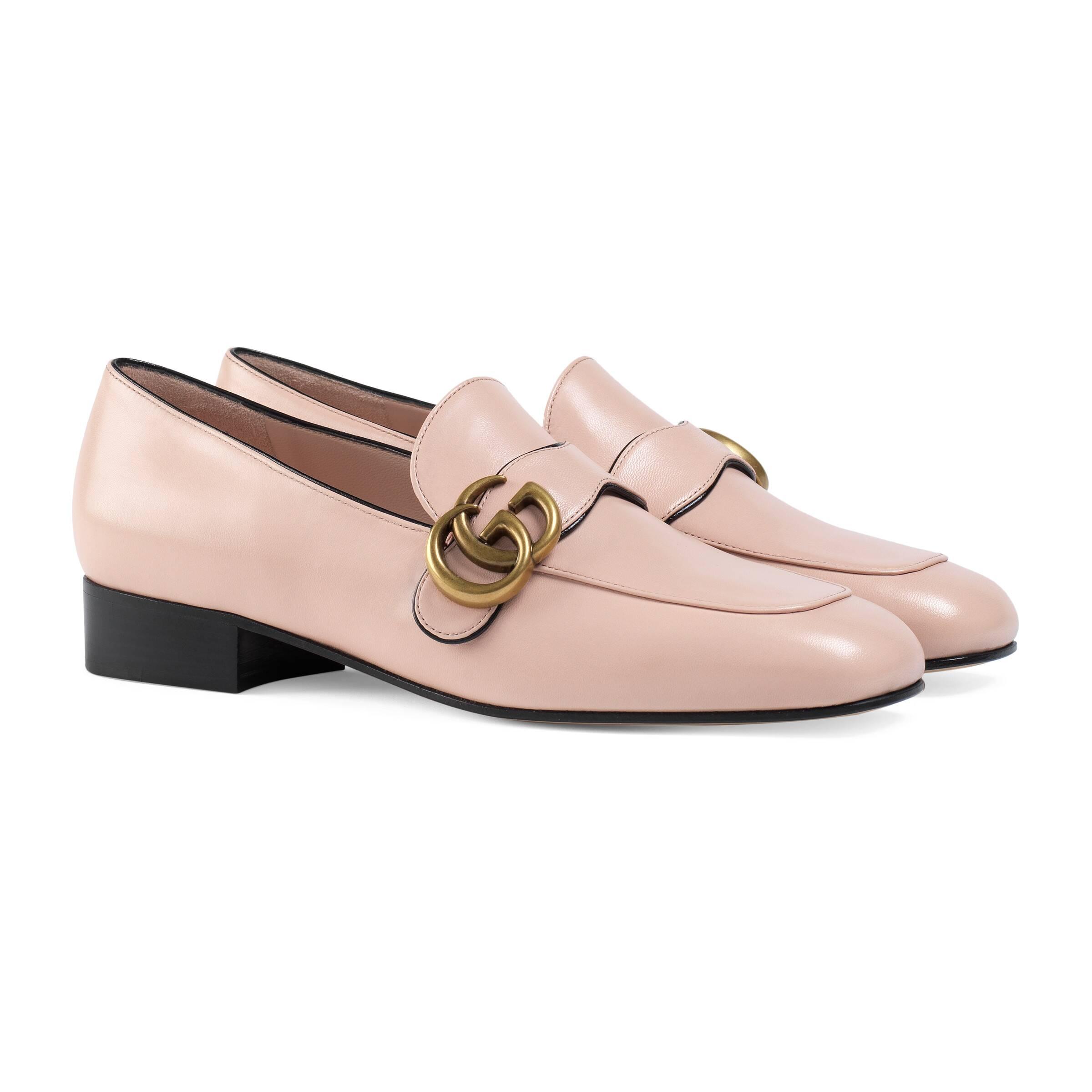 Gucci Leather Loafer With Double G in Pink - Save 45% | Lyst