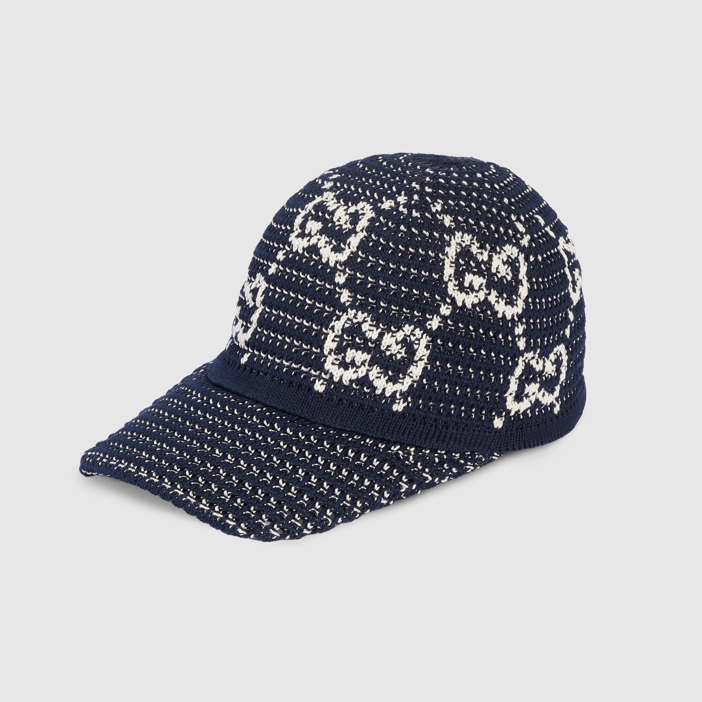 Gucci GG Crochet Cotton Baseball Hat in Blue for Men | Lyst