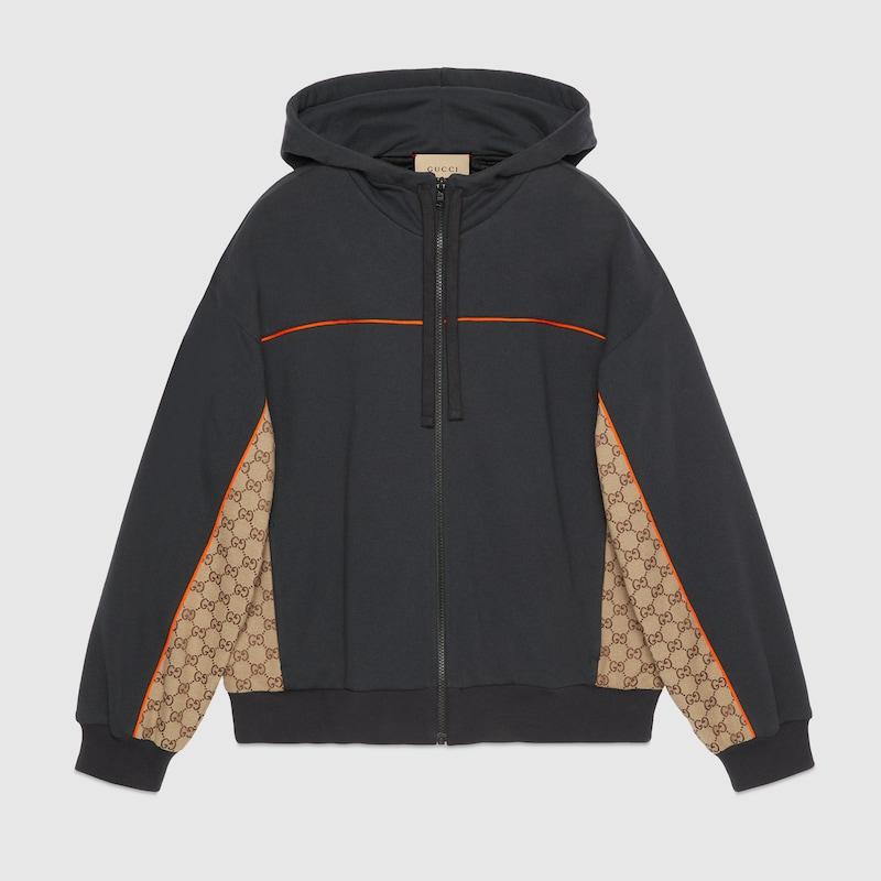 Gucci メンズ コットンジャージー ジップジャケット, ブラック Gucci メンズ コットンジャージー ジップジャケット, ブラック