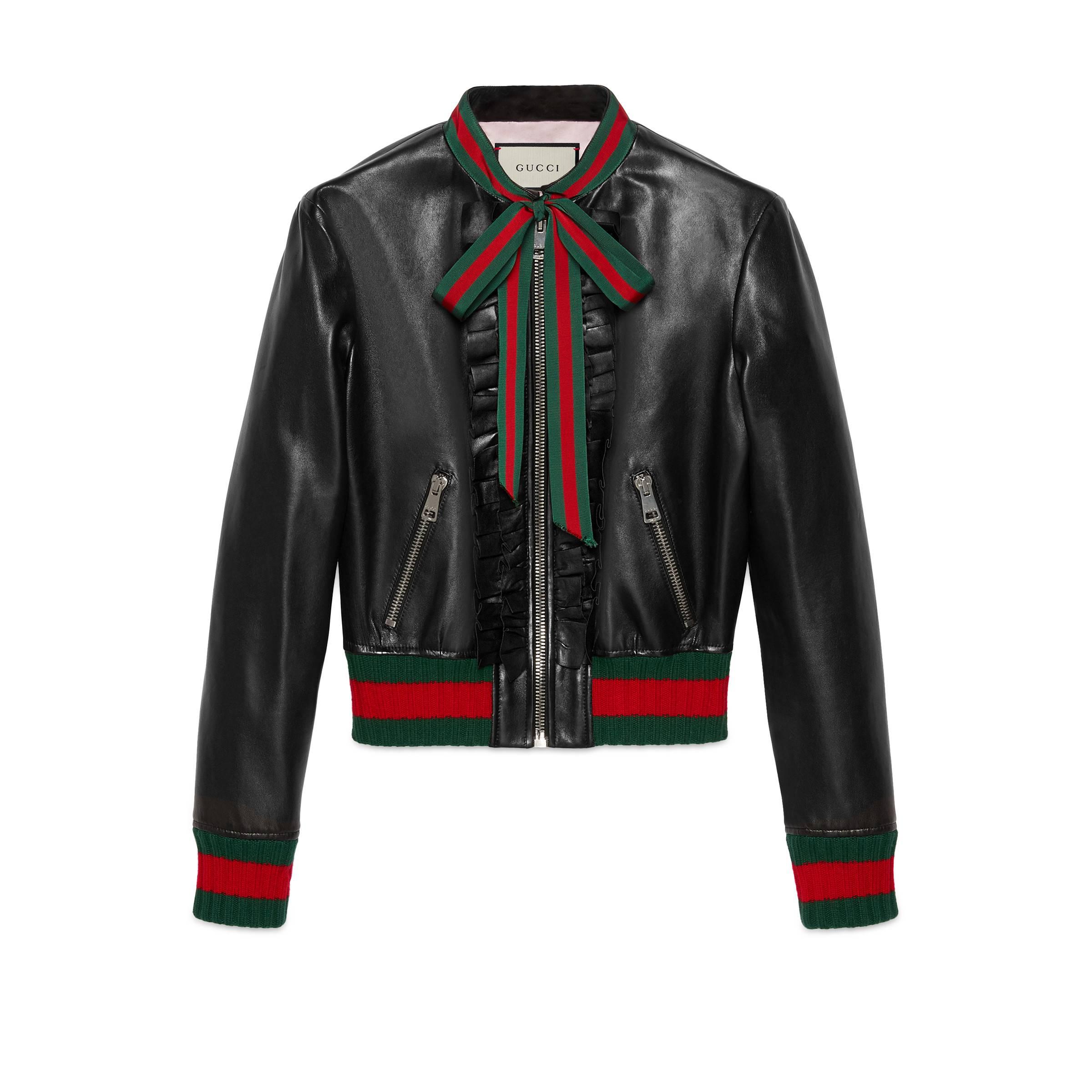 gucci leather bomber jacket