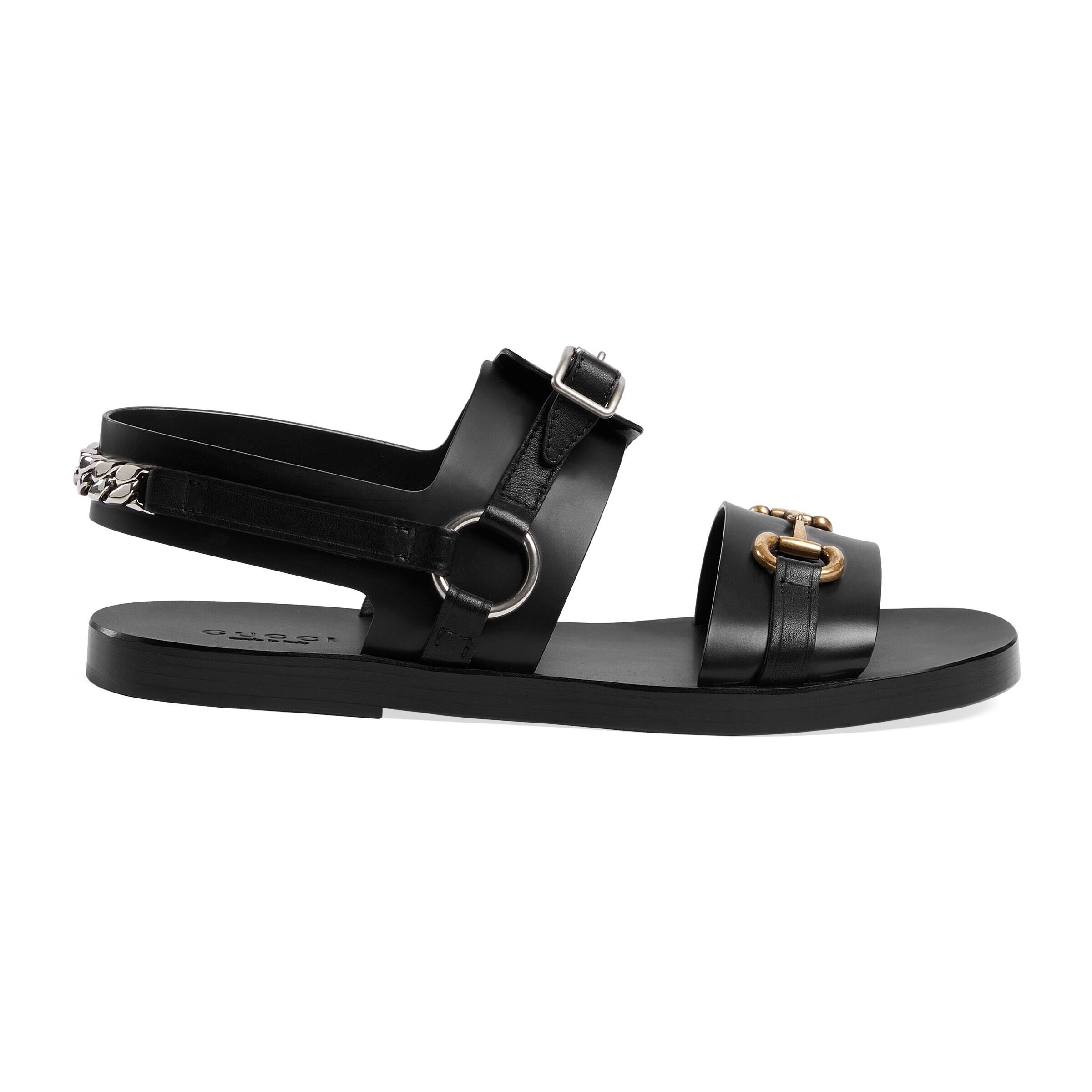 Gucci Horsebit And Buckle Sandal in Black for Men | Lyst