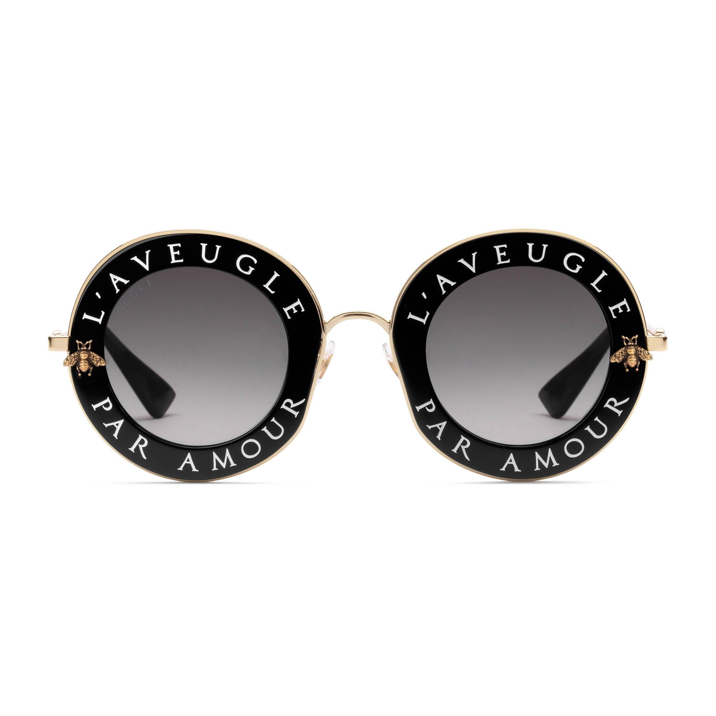 Lunettes de soleil rondes Velours Gucci en coloris Noir - Lyst