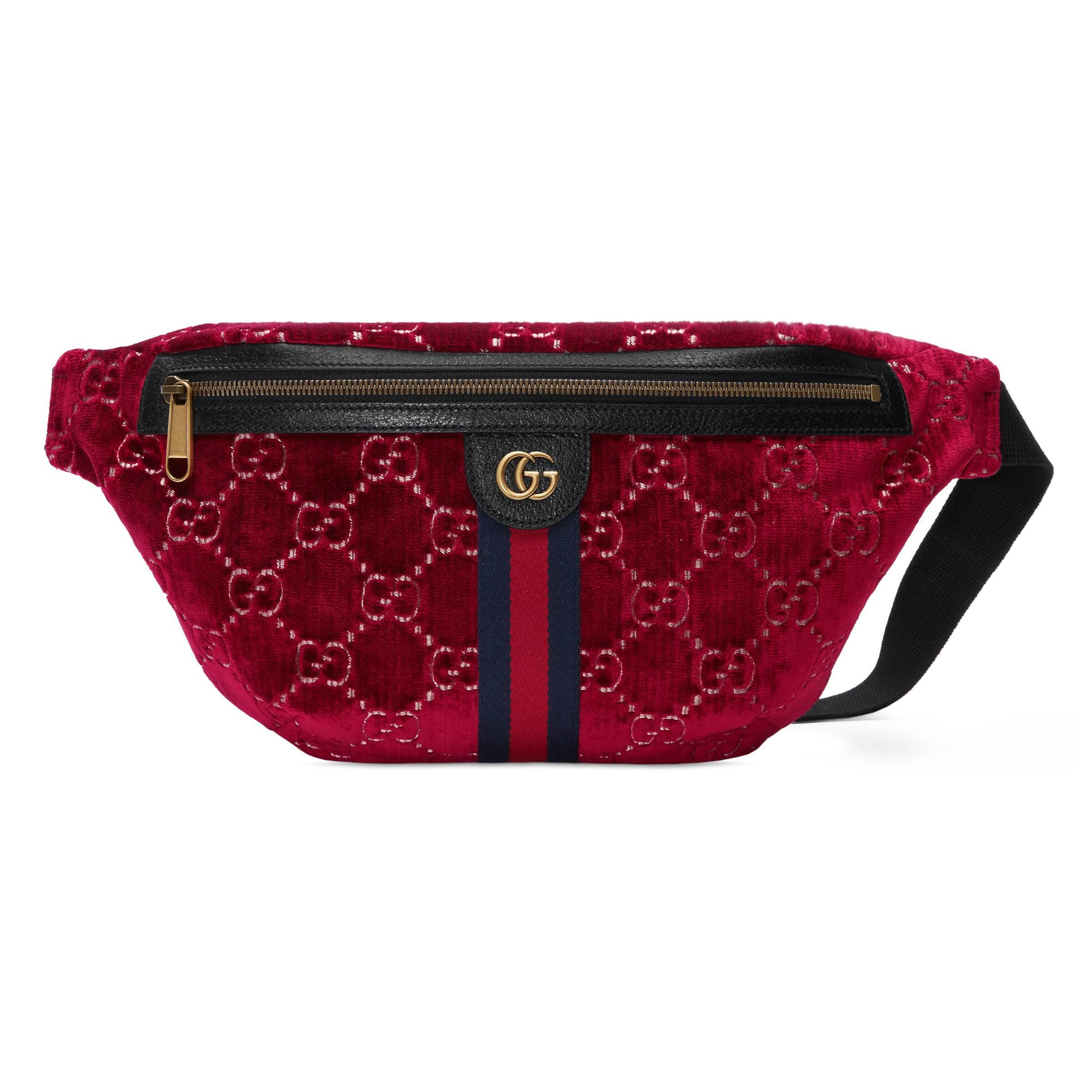 Gucci GG Velvet Belt Bag in Red for Men - Lyst