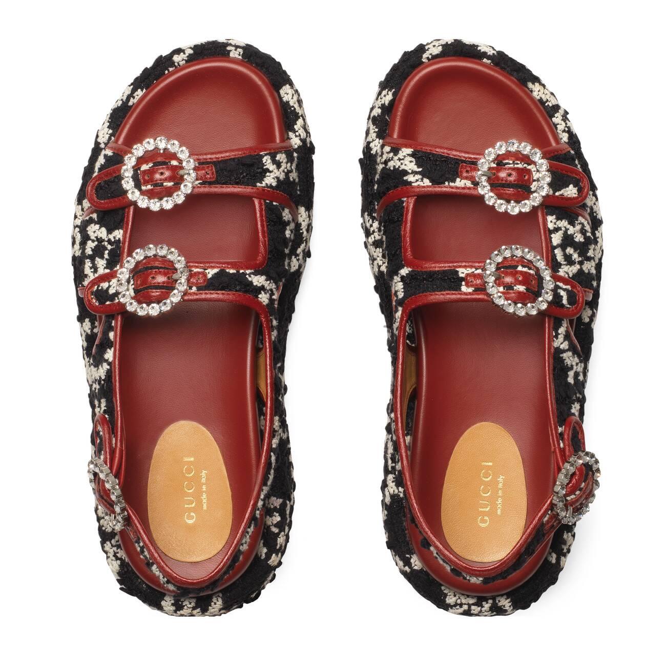Gucci GG Tweed Platform Sandal - Lyst