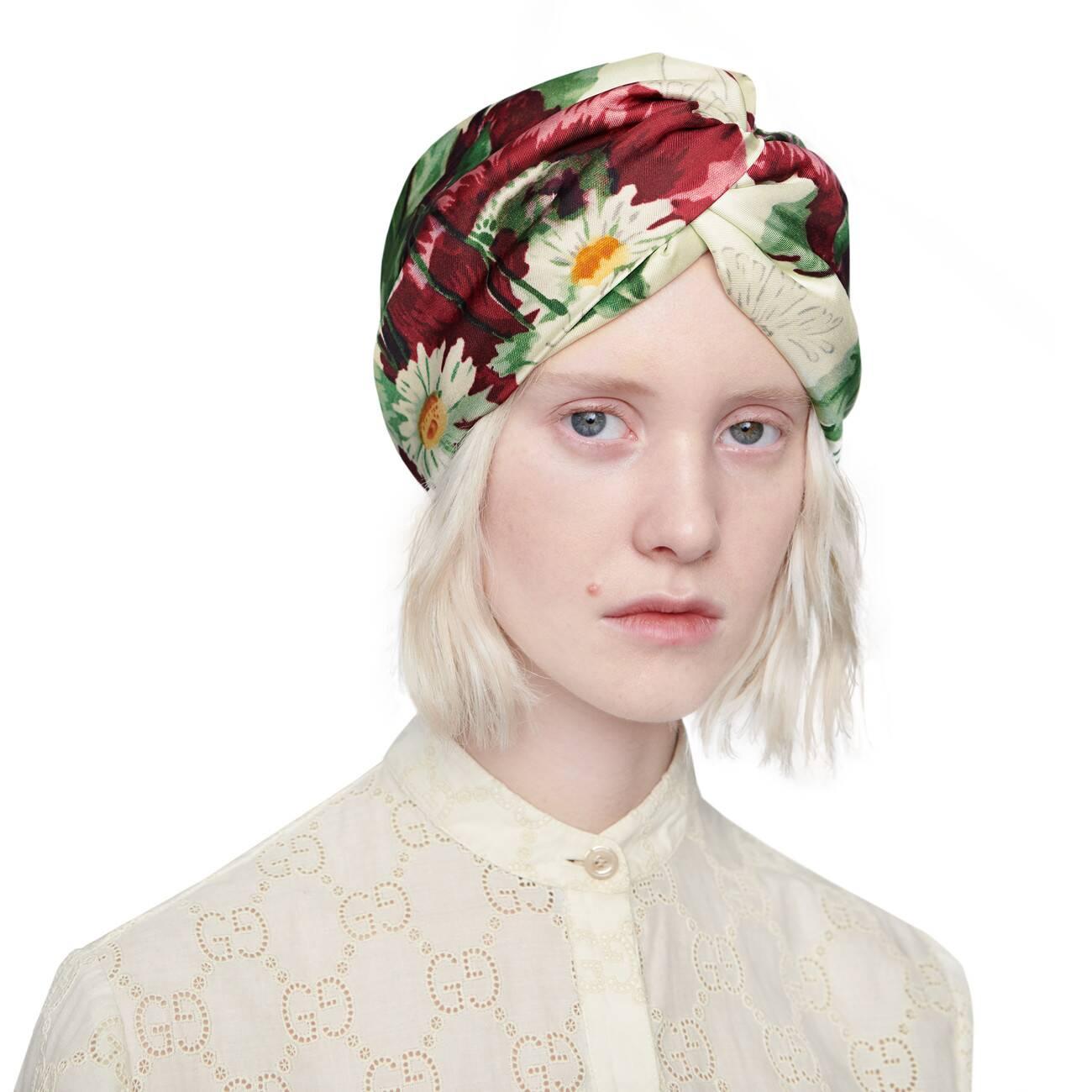Gucci Silk Headband With Floral Print in Beige (Natural) Lyst