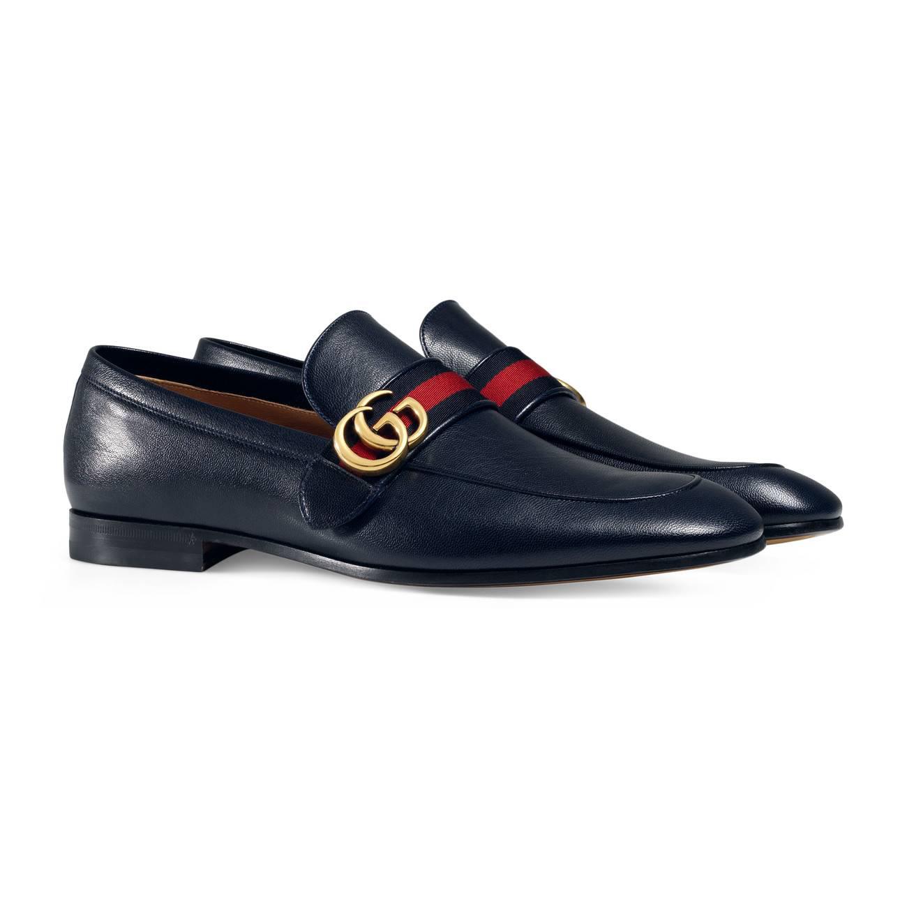 leather loafer with gg web