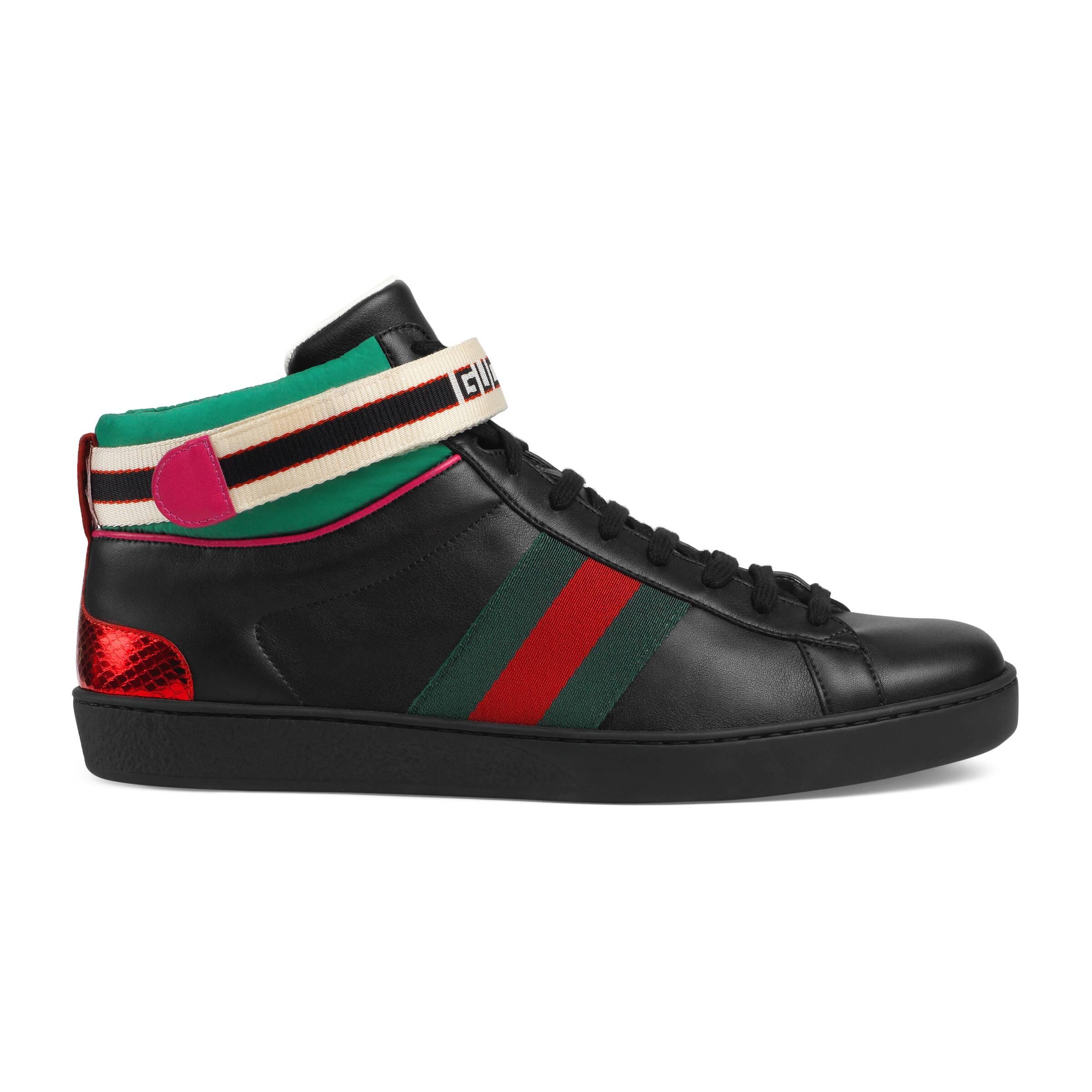 Zapatilla Deportiva Ace para hombre Caña Alta Rayas Gucci de hombre de  color Negro | Lyst