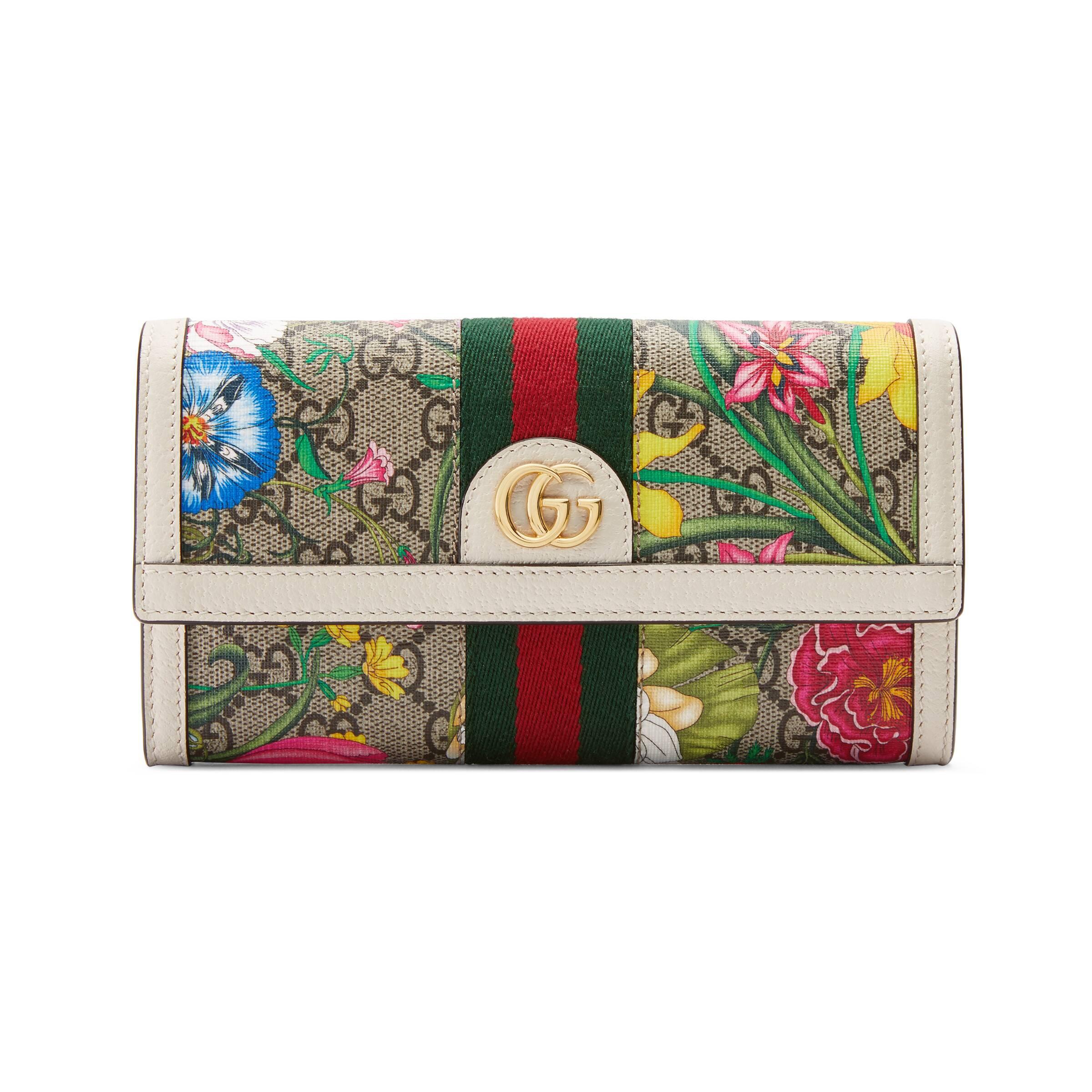 Gucci Canvas Ophidia GG Flora Continental Wallet in Beige (Natural) - Lyst