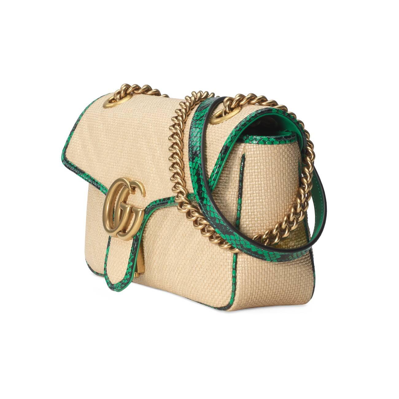 Gucci Synthetic Online Exclusive GG Marmont Raffia Small Shoulder Bag in Beige (Natural) - Lyst