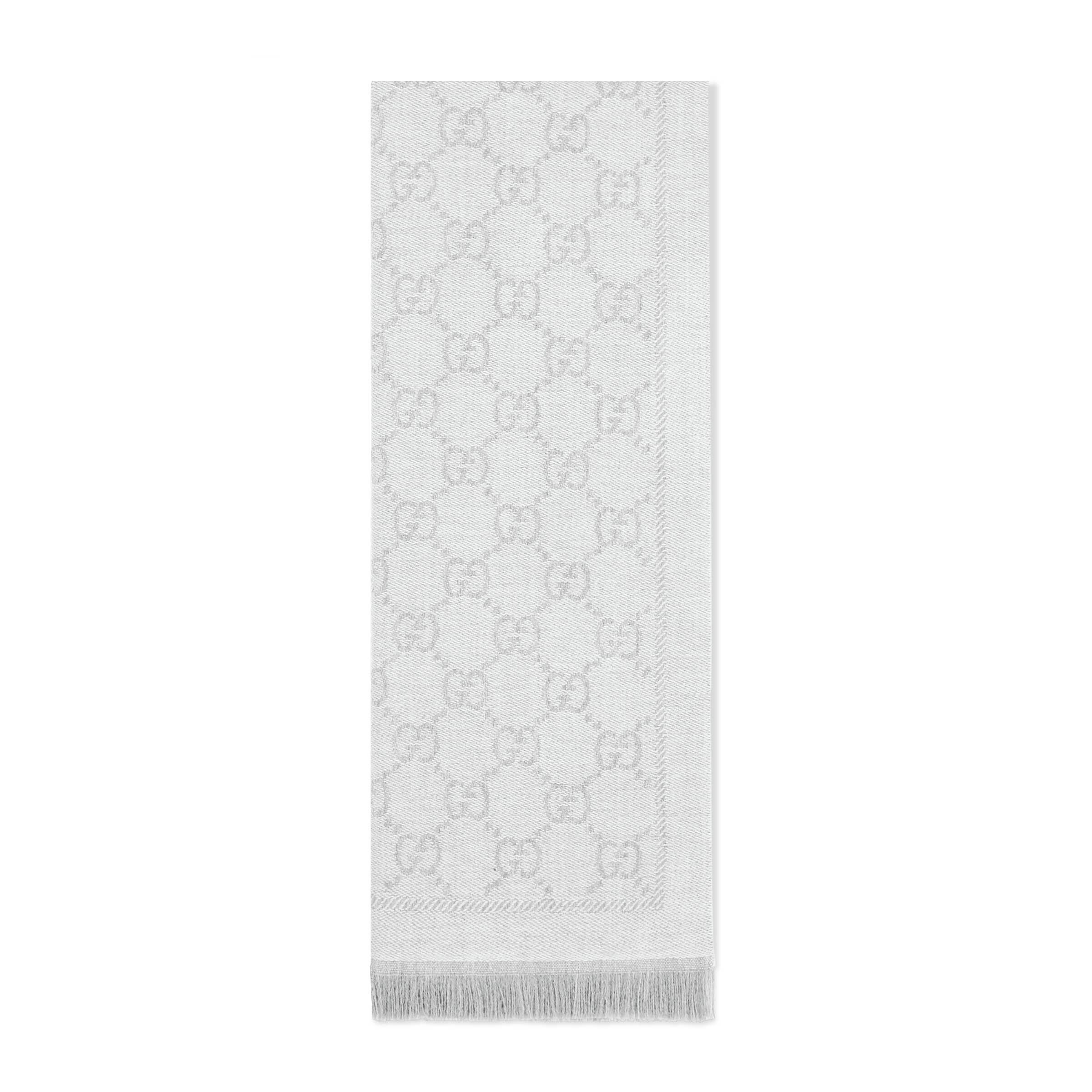 Gucci Gg Jacquard Knit Scarf in Gray | Lyst