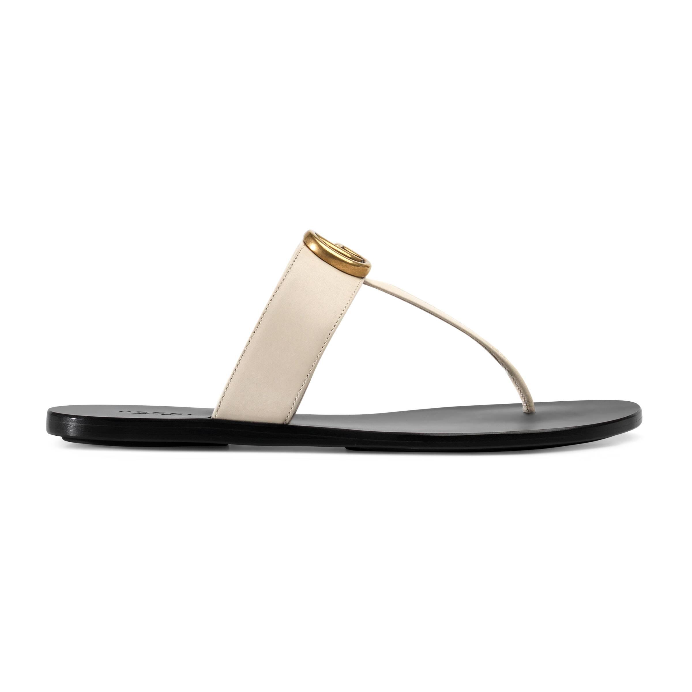 Gucci Leather Thong Sandals With Double G in Ivory (White) Save 6 Lyst