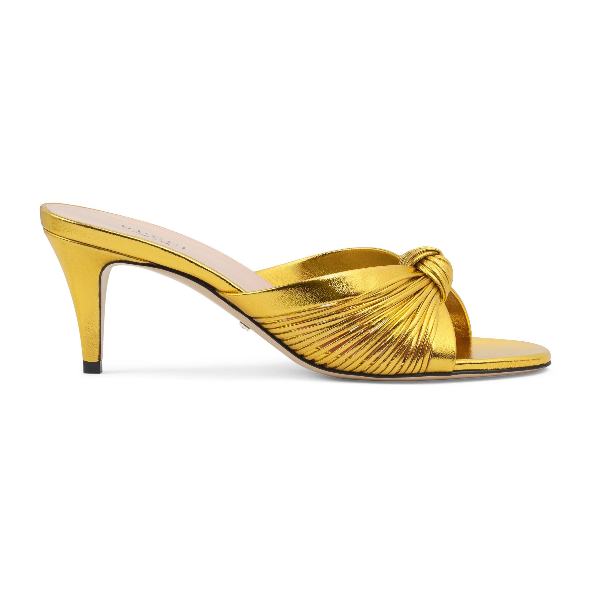 Gucci Knot Detail Sandals in Gold (Metallic) - Lyst