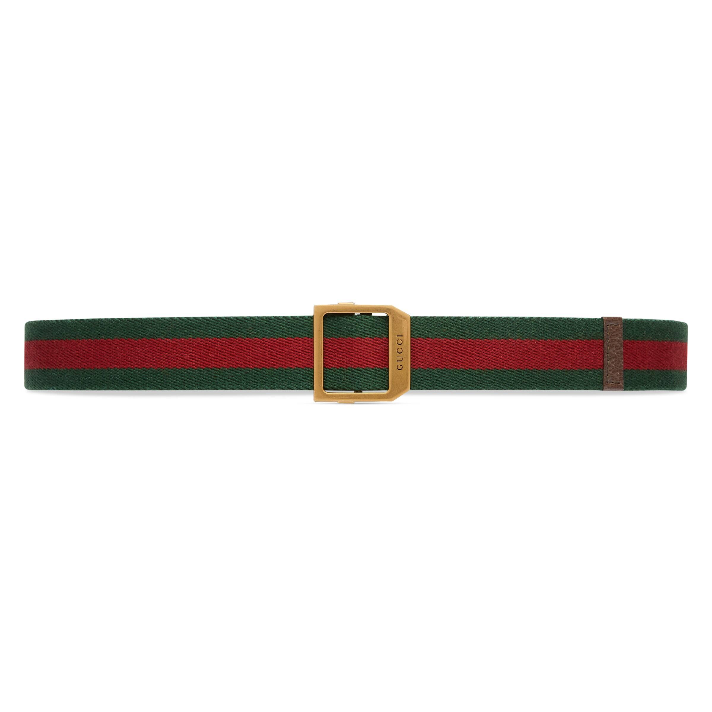 Gucci Web Belt With Rectangular Buckle in Brown for Men | Lyst