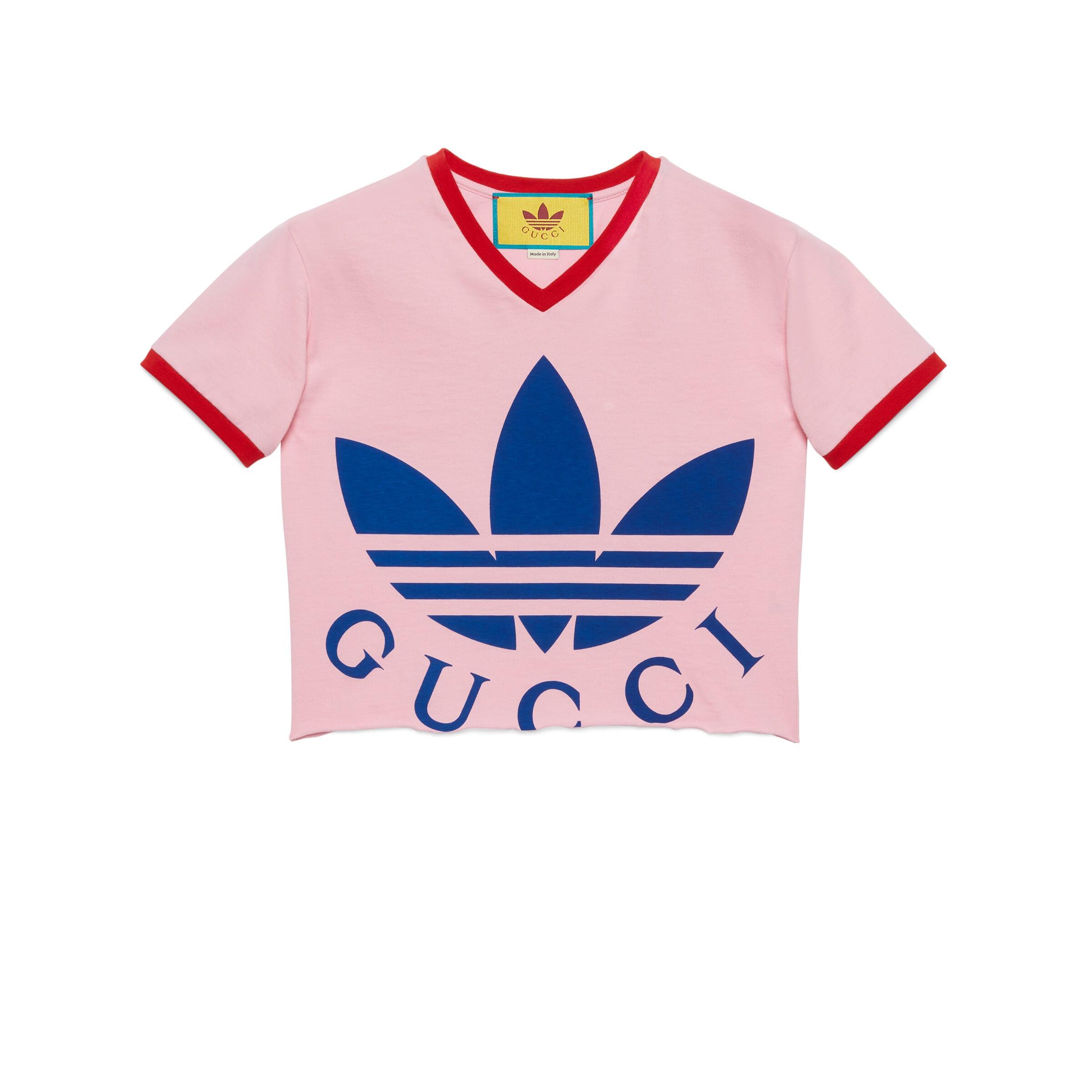 Gucci Cotton Adidas X Cropped T-shirt in Pink | Lyst