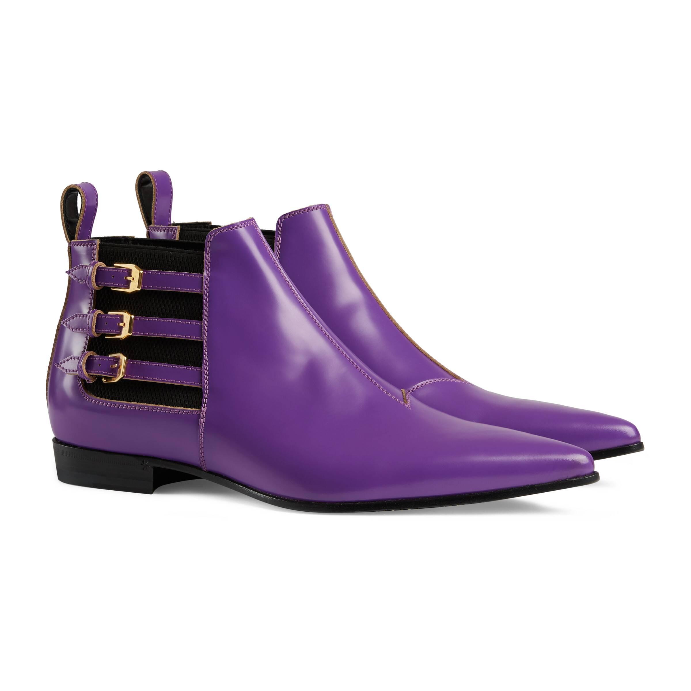 Gucci Men's Leather Ankle Boot in Purple for Men Lyst