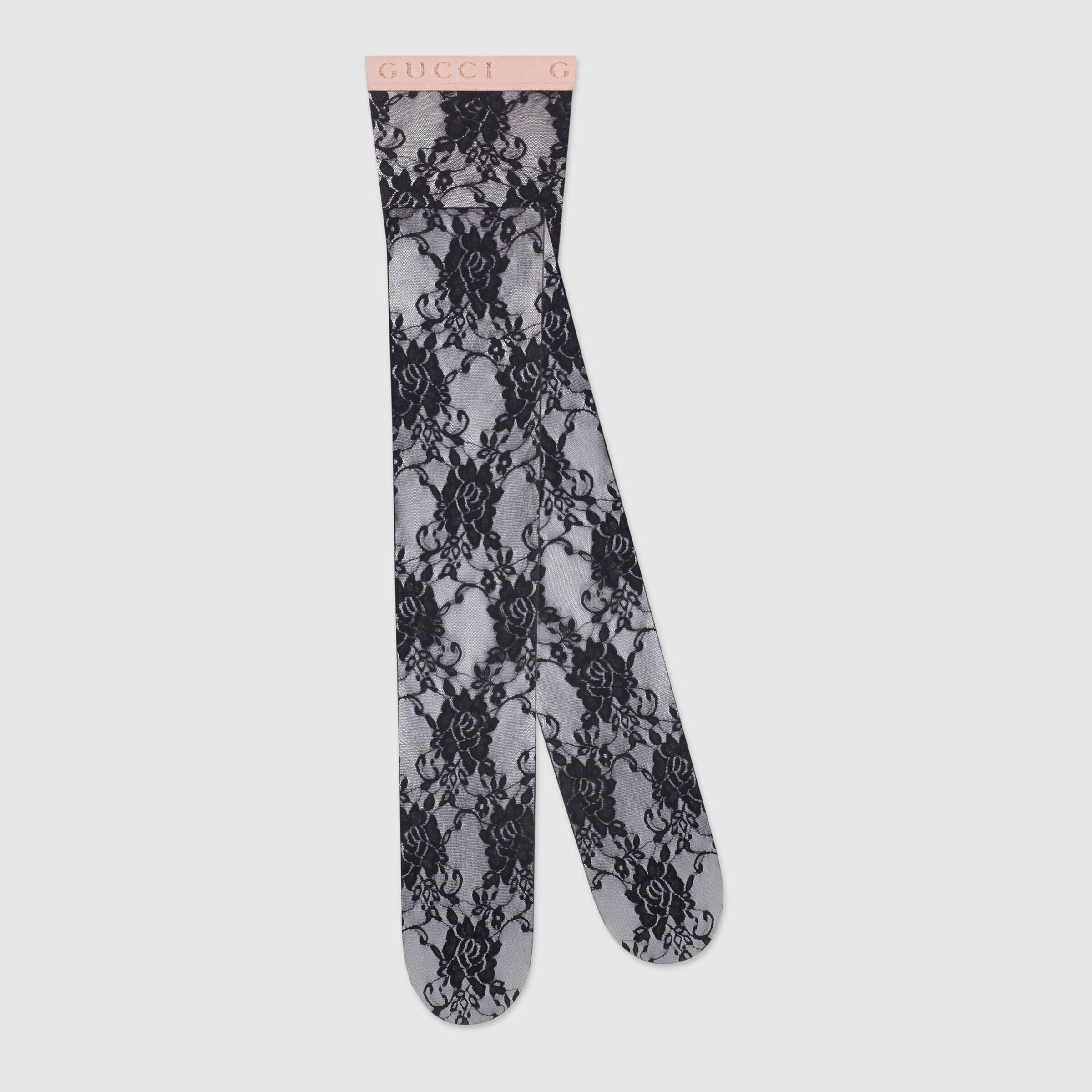 Gucci Floral Lace Tights in Black Lace (Black) Lyst
