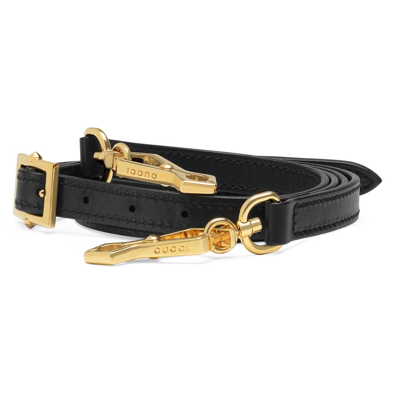 Gucci Sylvie Detachable Leather Strap in Black | Lyst