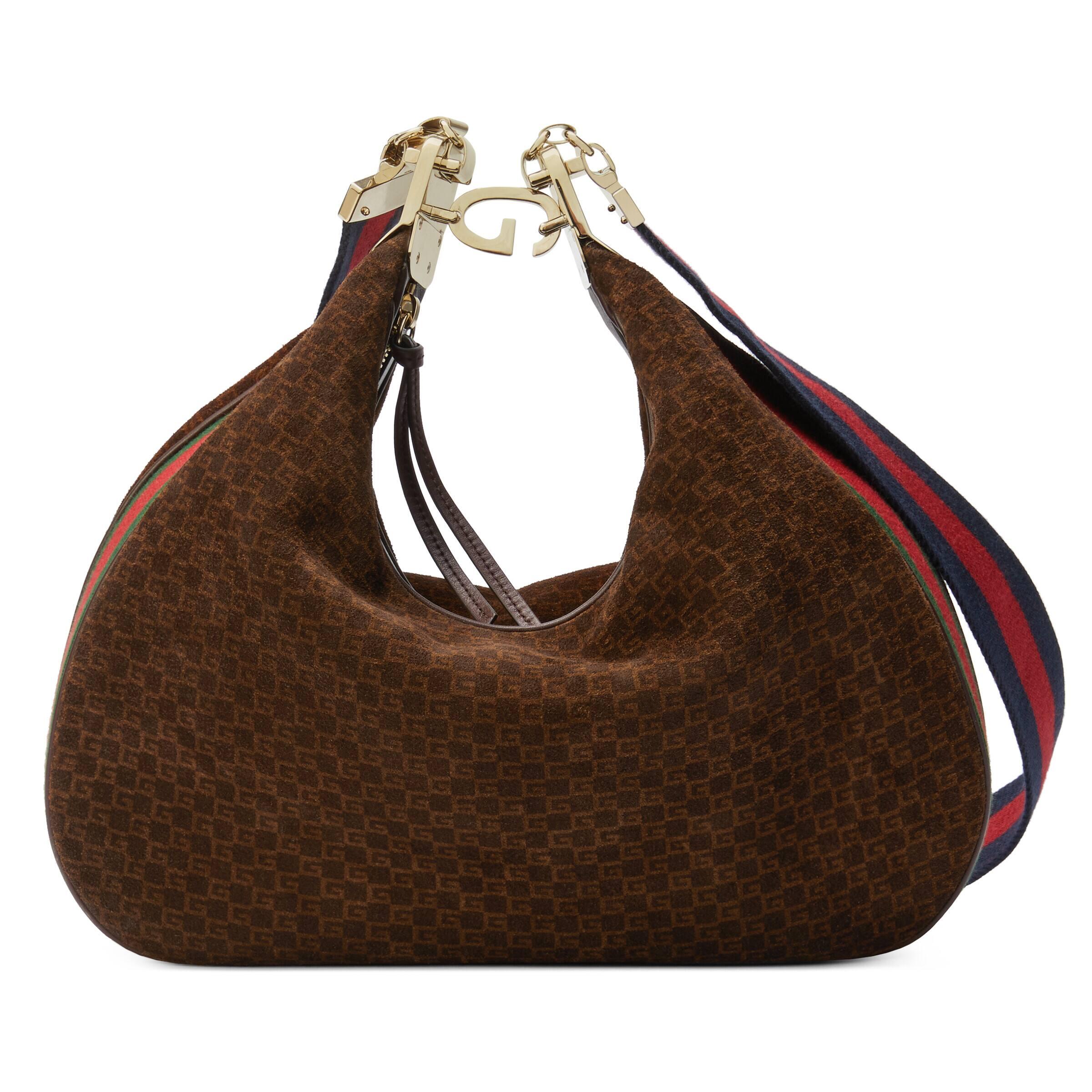 GUCCI Attache large textured leather-trimmed coated-canvas shoulder bag