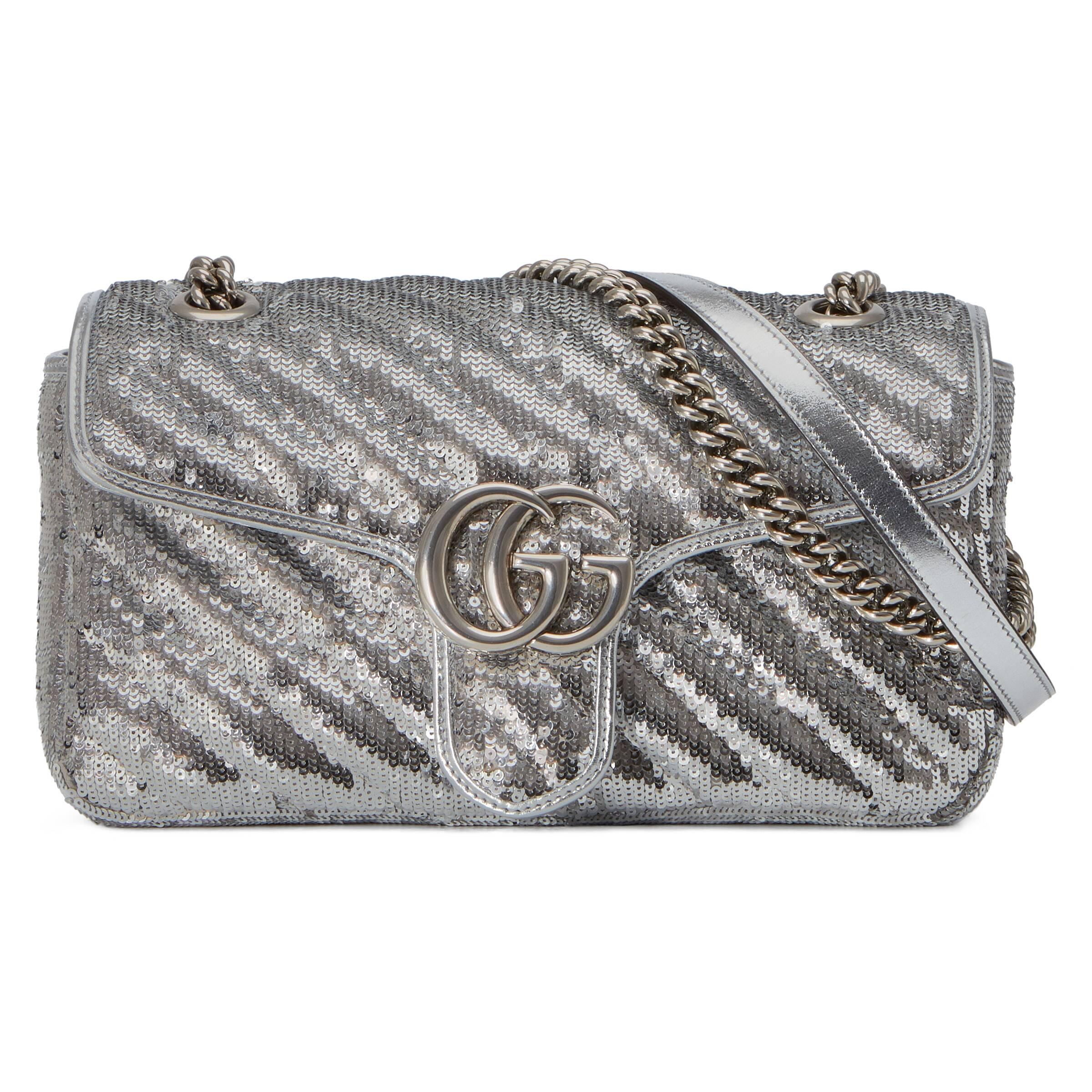 Gucci GG Marmont Small Sequin Shoulder Bag in Metallic | Lyst