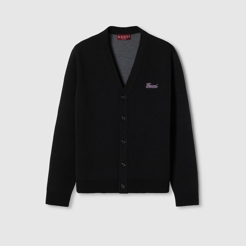 Gucci Double Wool Cardigan With Embroidery in Black for Men Lyst UK
