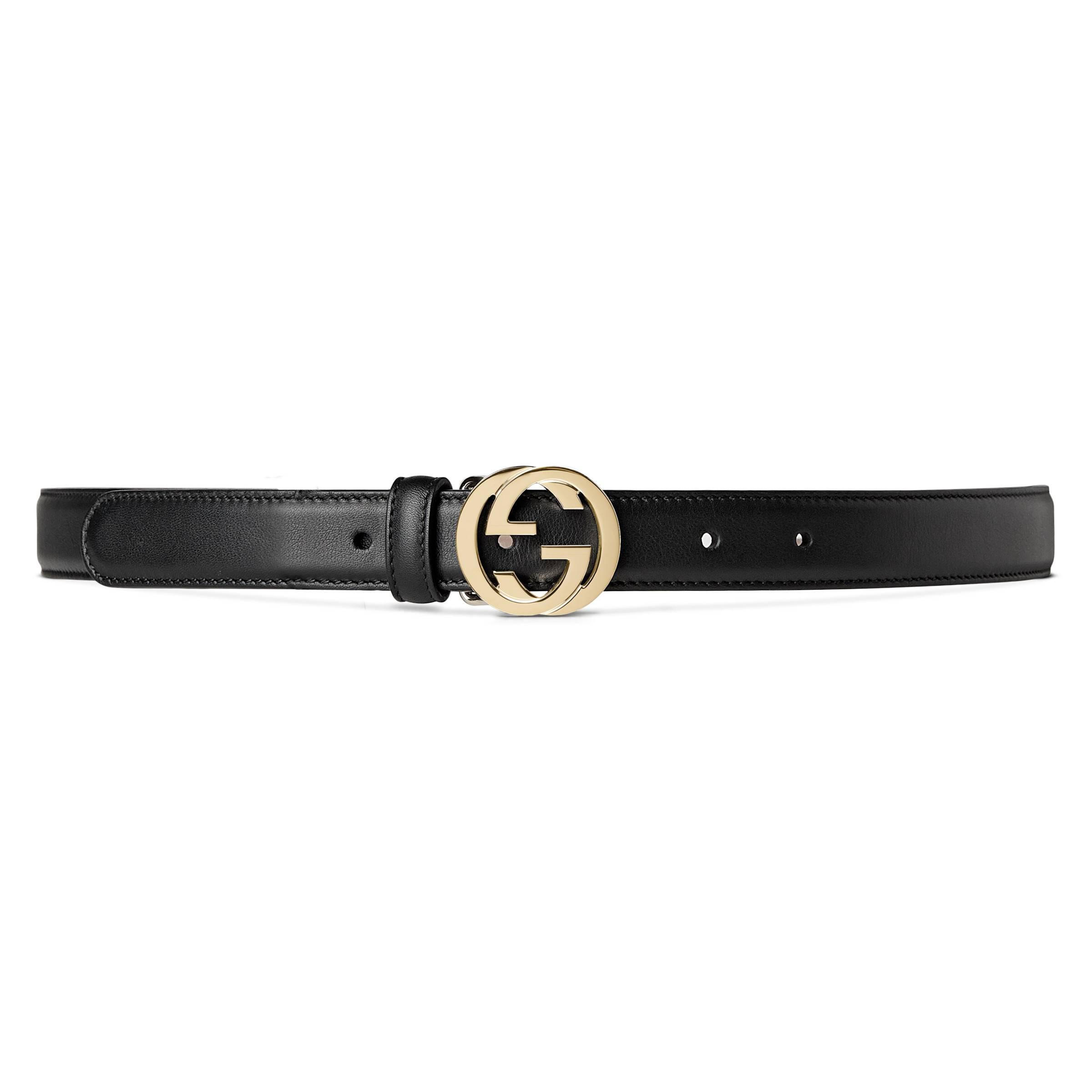 Gucci Leather Belt With Interlocking G Buckle in Black - Lyst