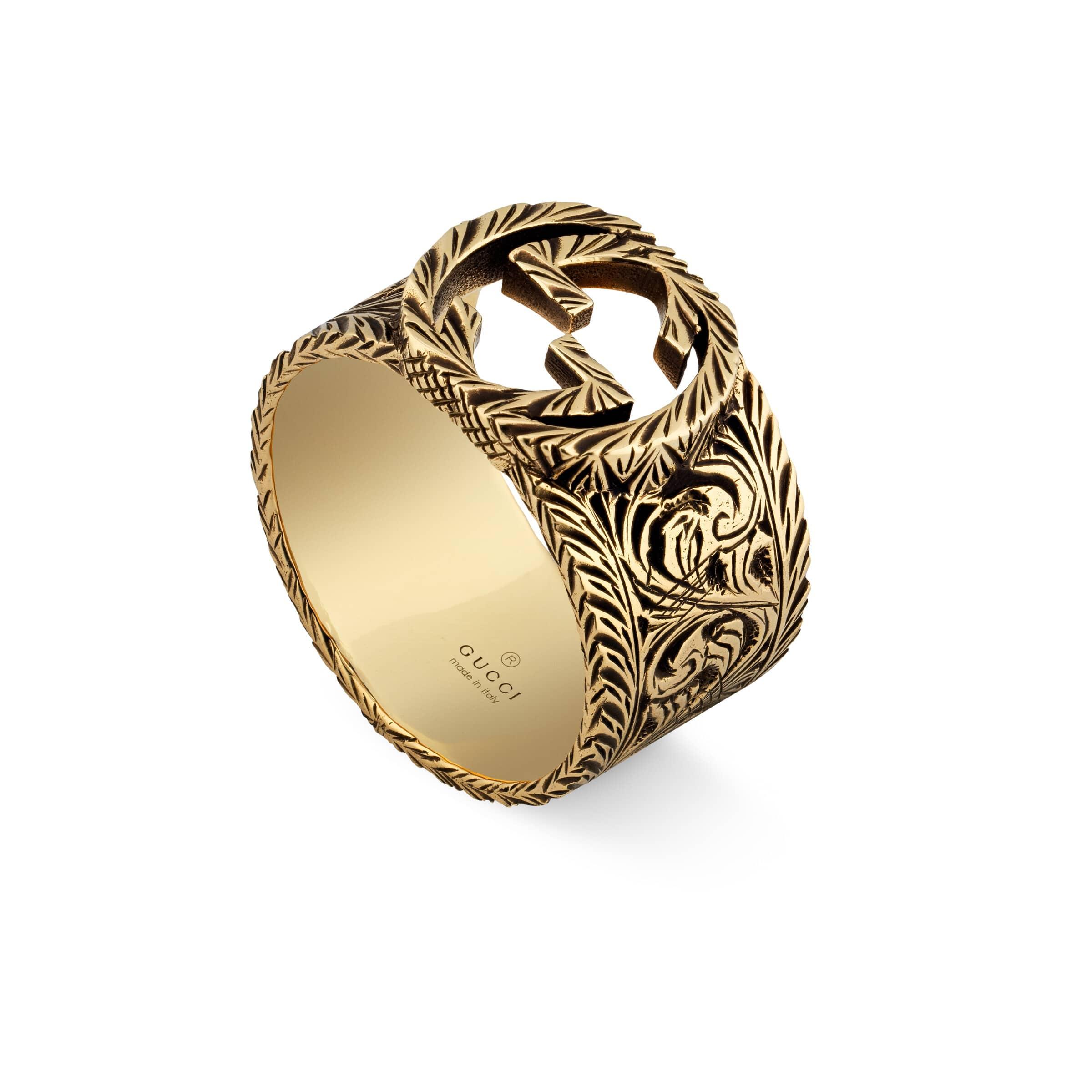 gucci yellow gold ring with interlocking g