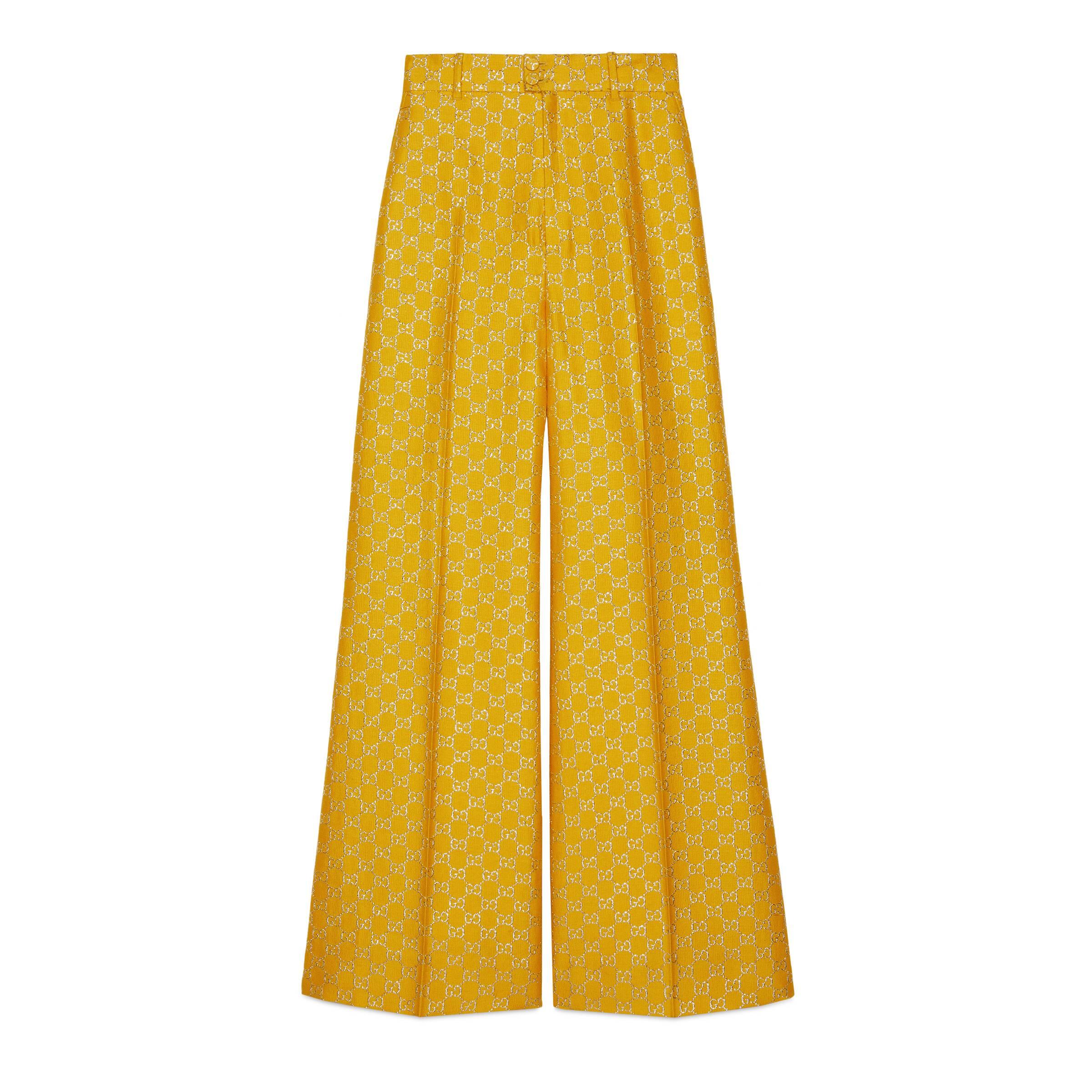Gucci Wool Light GG Lamé Wide Trousers 