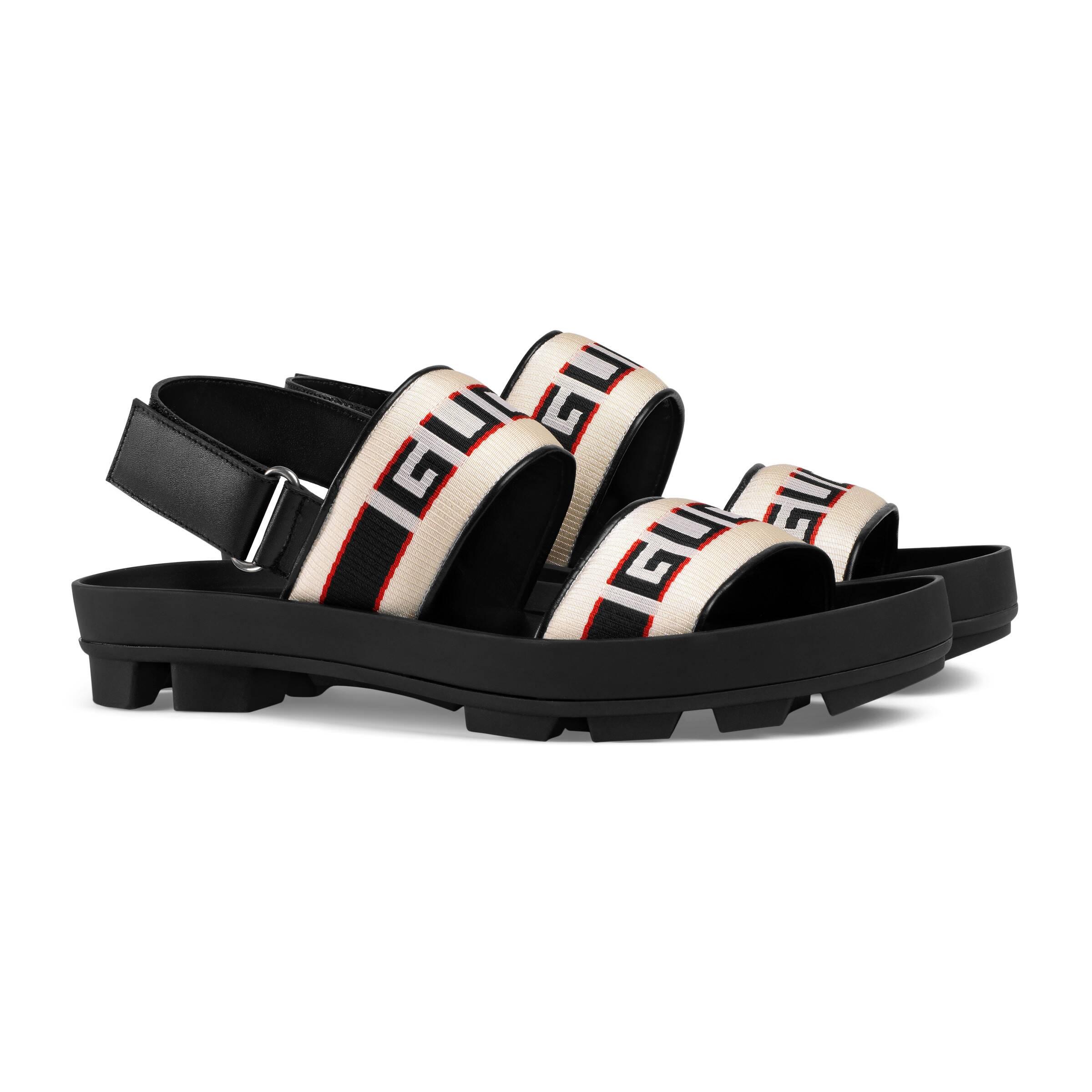 Gucci Stripe Strap Sandal in White for Men | Lyst