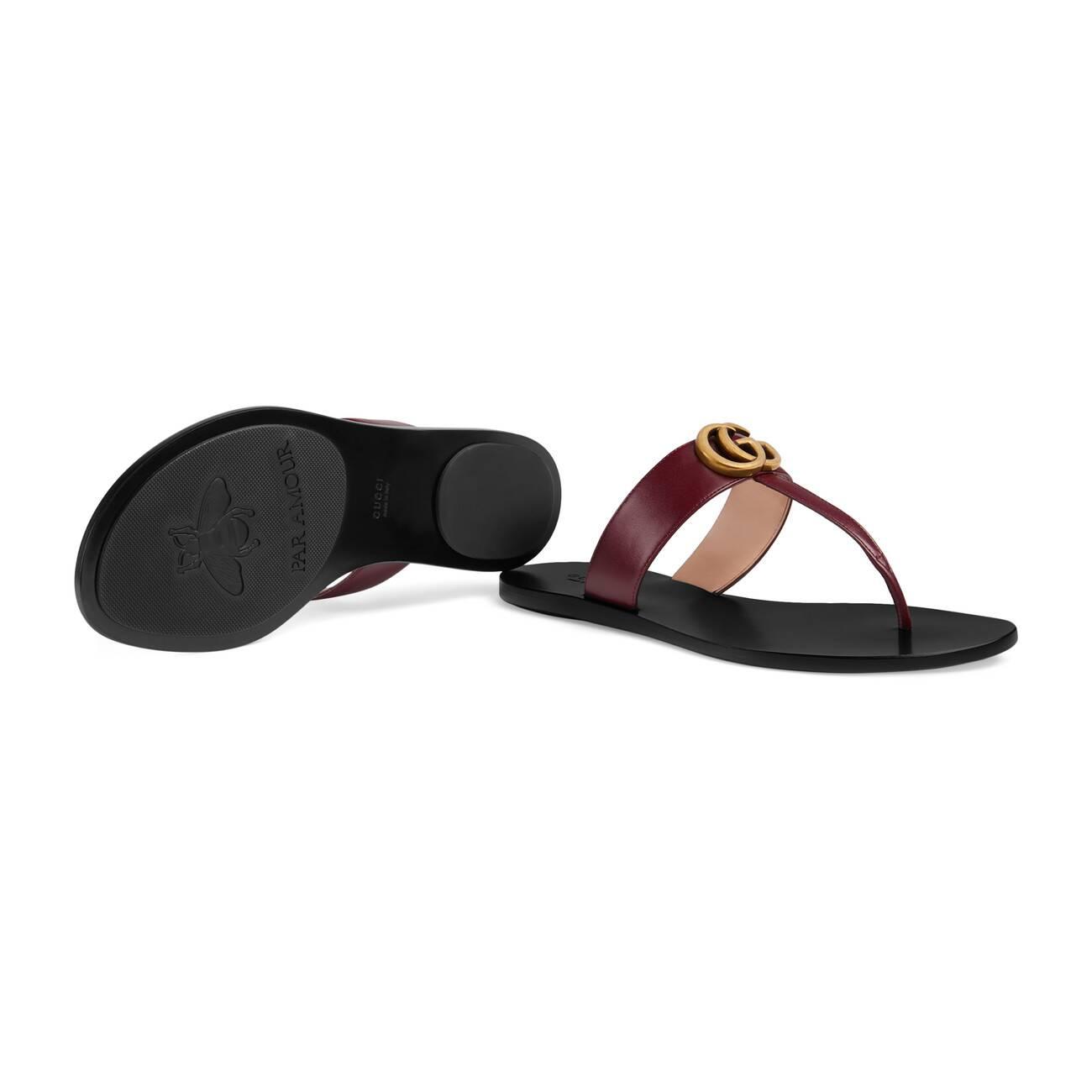 Gucci Leather Thong Sandal With Double G in Red - Lyst