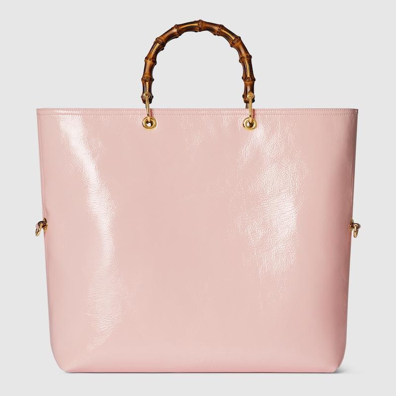 Gucci Bamboo Large Reversible Tote Bag, Leather in Pink | Lyst