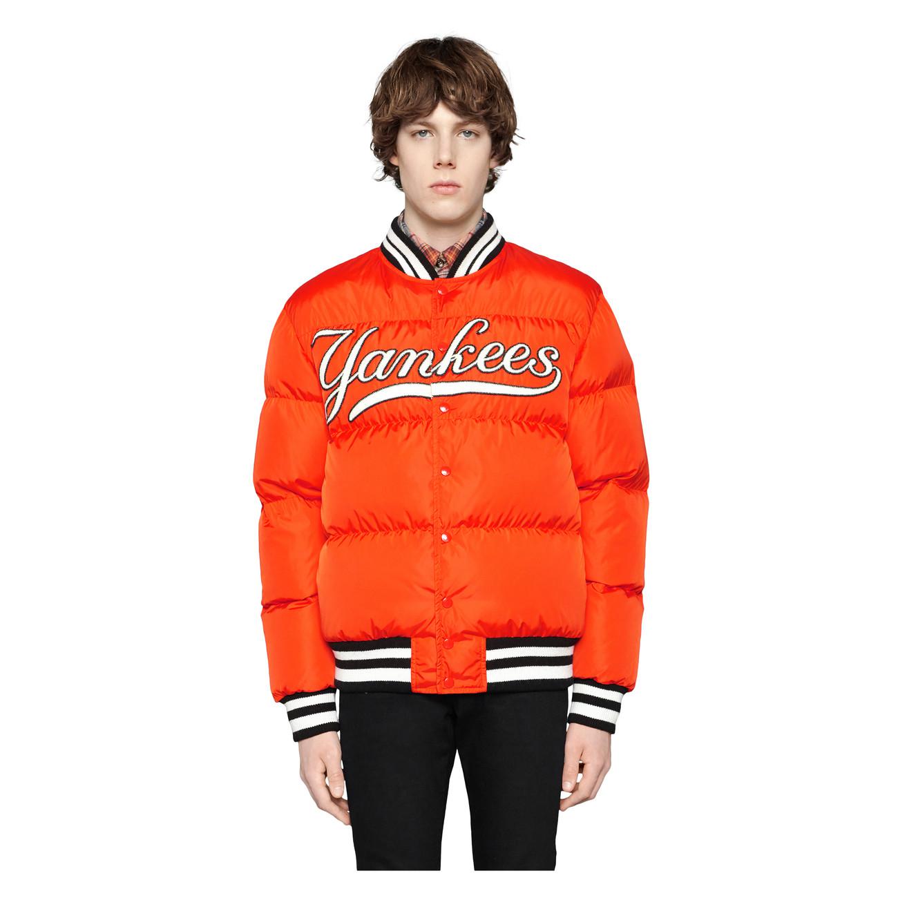 Gucci Men's Bomber Jacket With Ny Yankeestm Patch in Orange for Men - Lyst