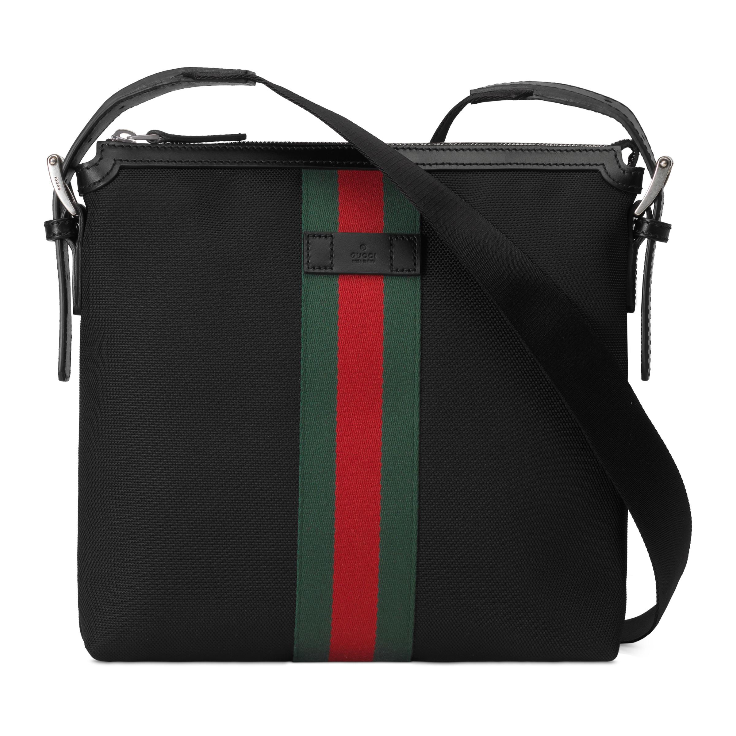 Gucci Web Techno Canvas Small Messenger Bag Black for Men - Lyst