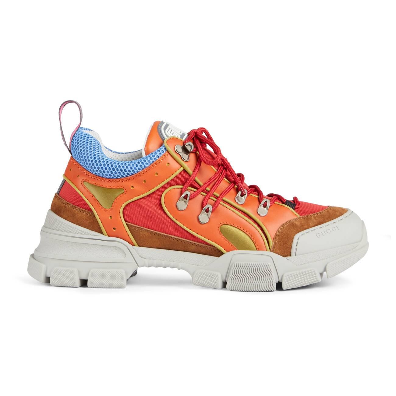Gucci Men's Flashtrek Leather Sneaker With Crystals in Orange for Men ...