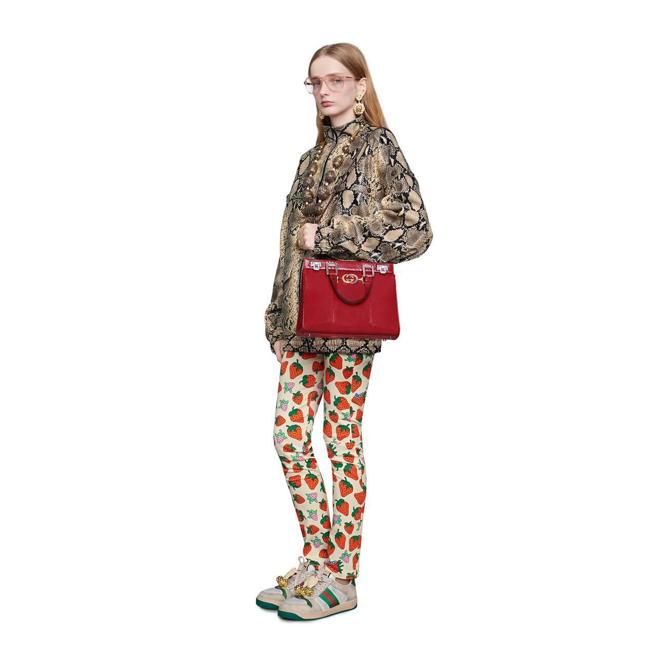 Gucci Animal Print, Neutrals Mini Snakeskin Zumi Bucket Bag