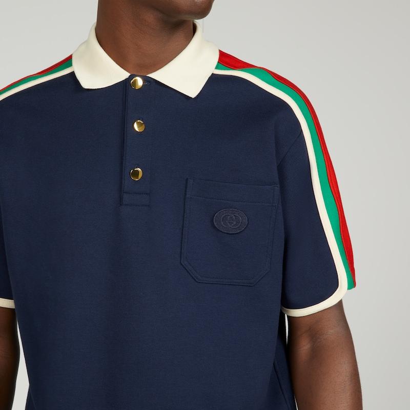 Gucci Cotton Jersey Polo Shirt With Web in Blue for Men Lyst Canada