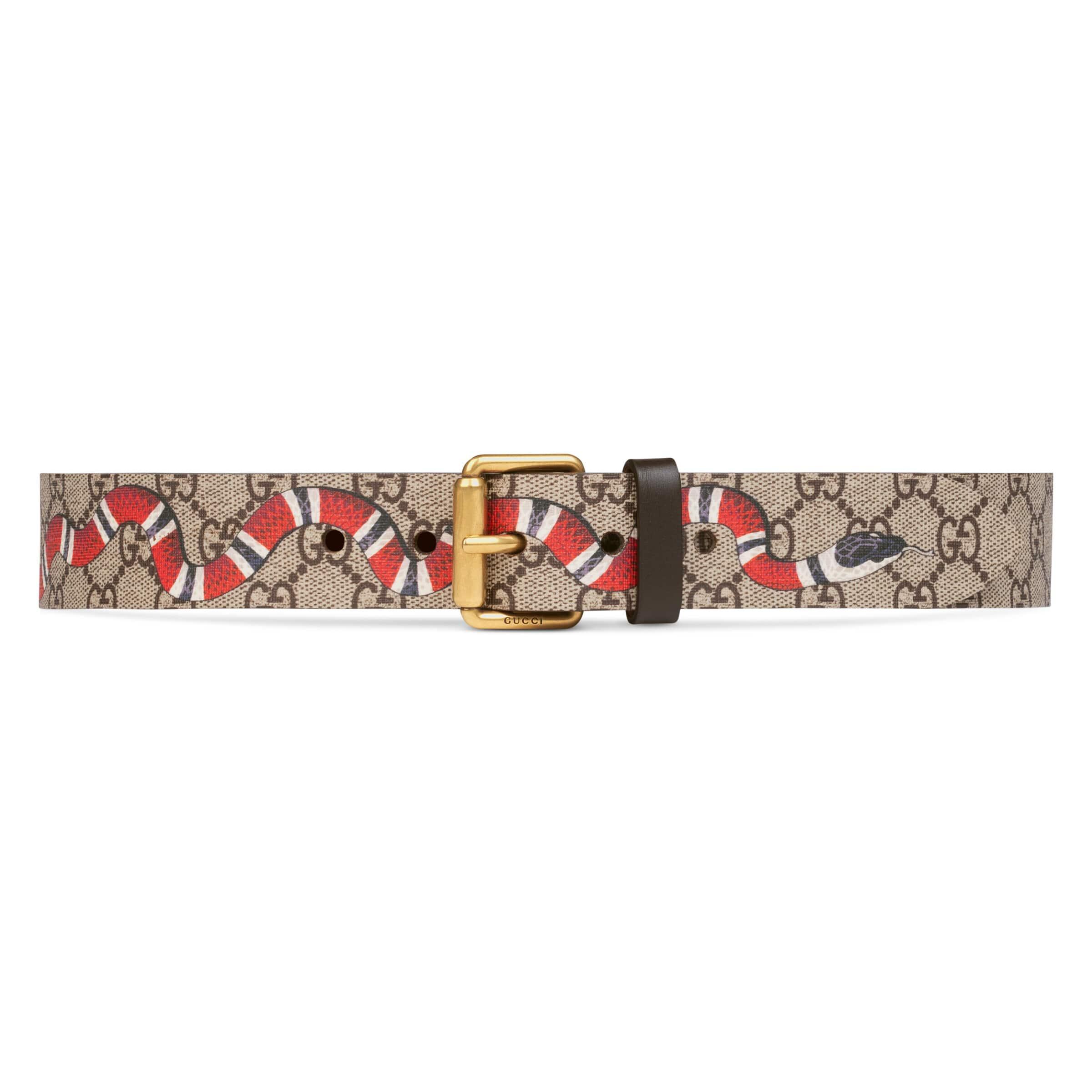 Gucci Belt Supreme Kingsnake Brown in Canvas with Gold-tone - US