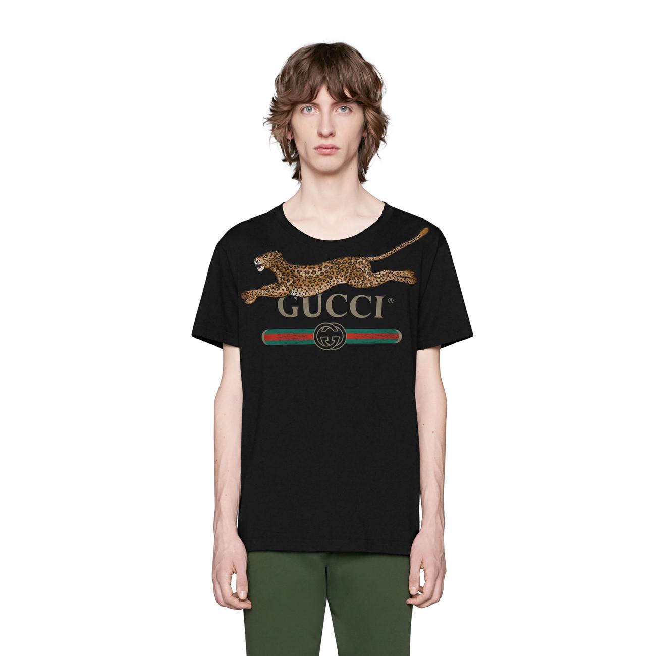 tone Erklæring arbejde Gucci Fake Logo Feline T Shirt in Black for Men | Lyst